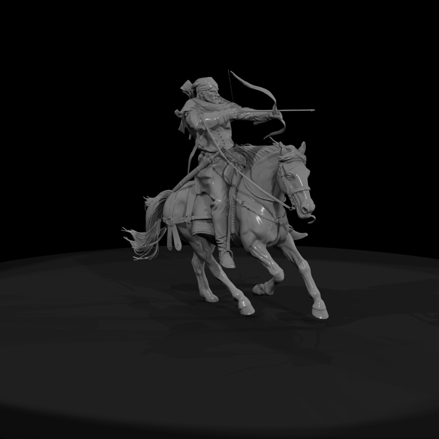 Medieval Mounted Archer on Galloping Horse — 28mm