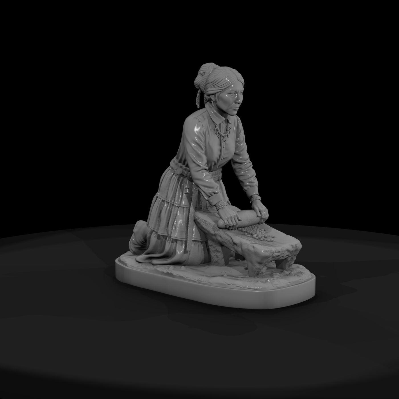 Navajo Woman Grinding Corn