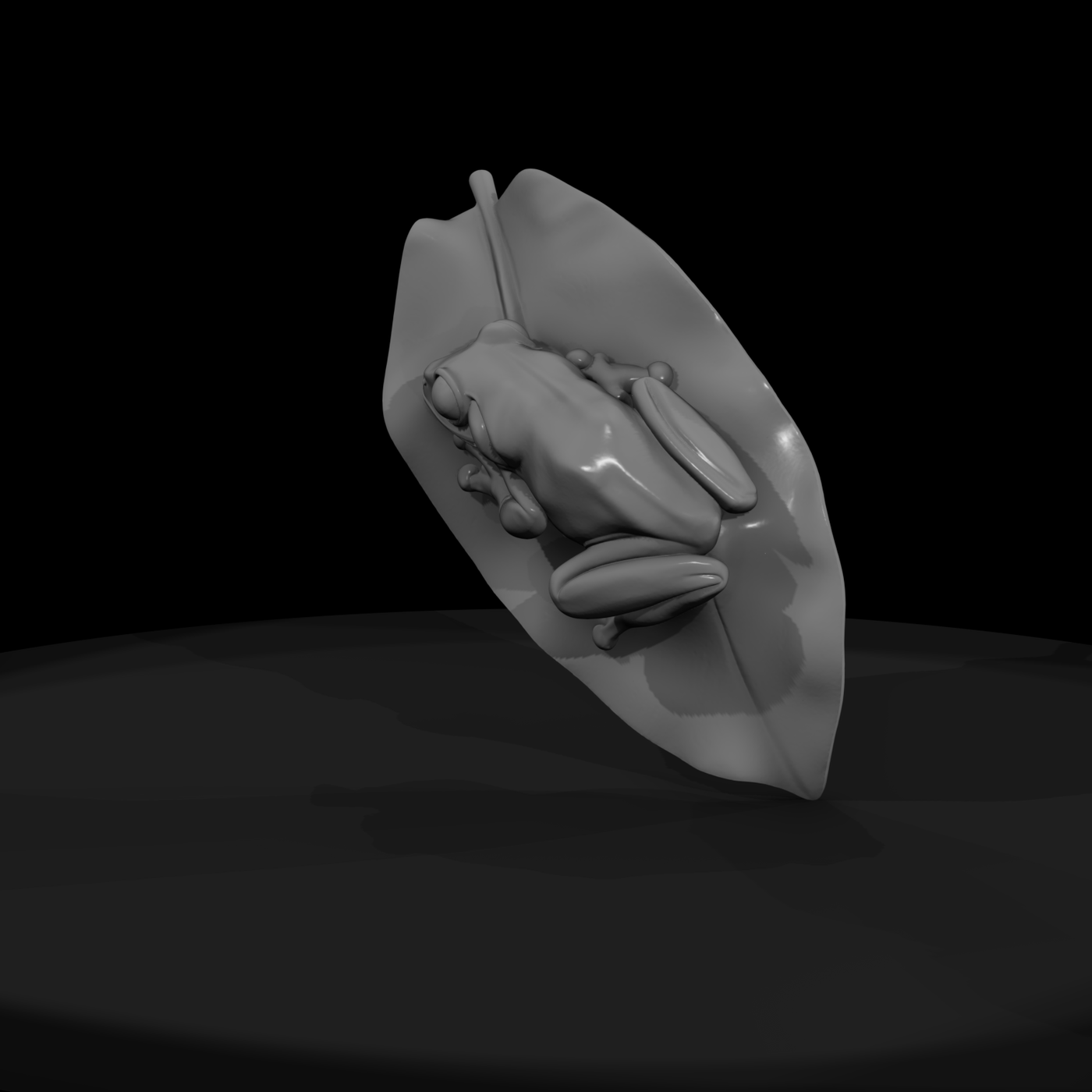 Stylized Tree Frog on Tropical Leaf