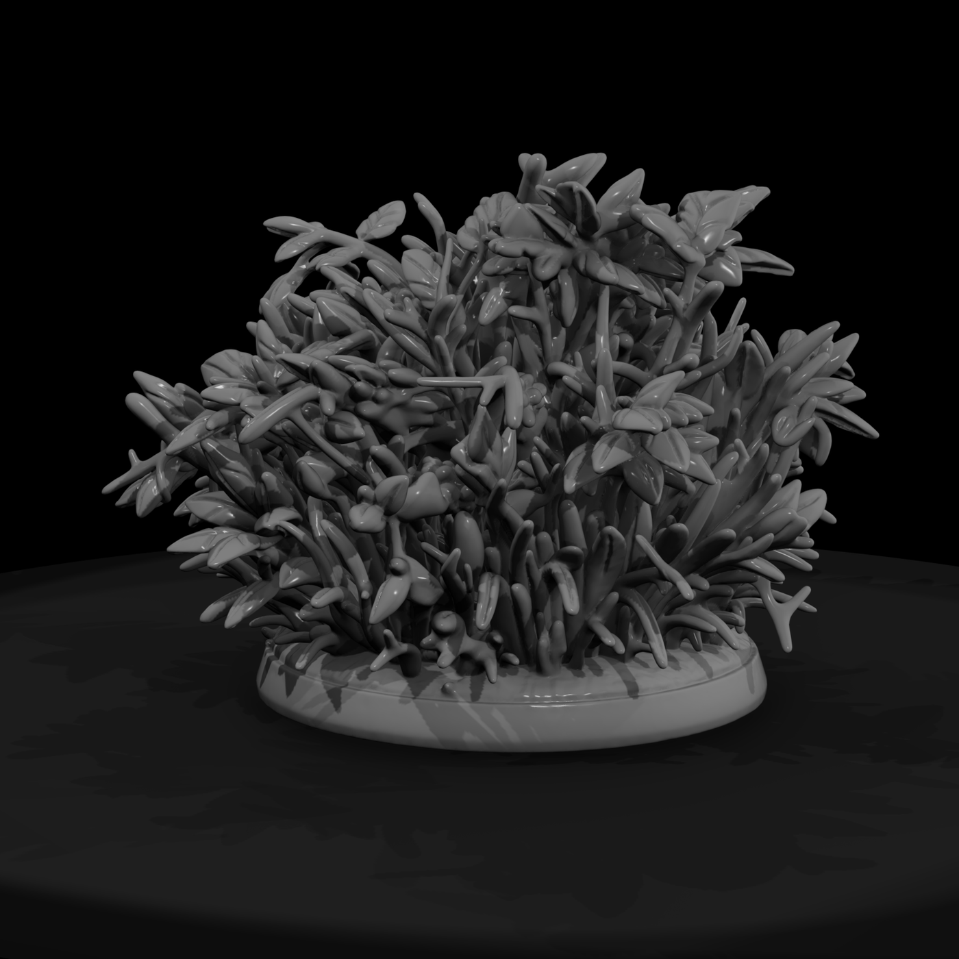 Stylized Sculpted Foliage Bush Miniature 3D Model
