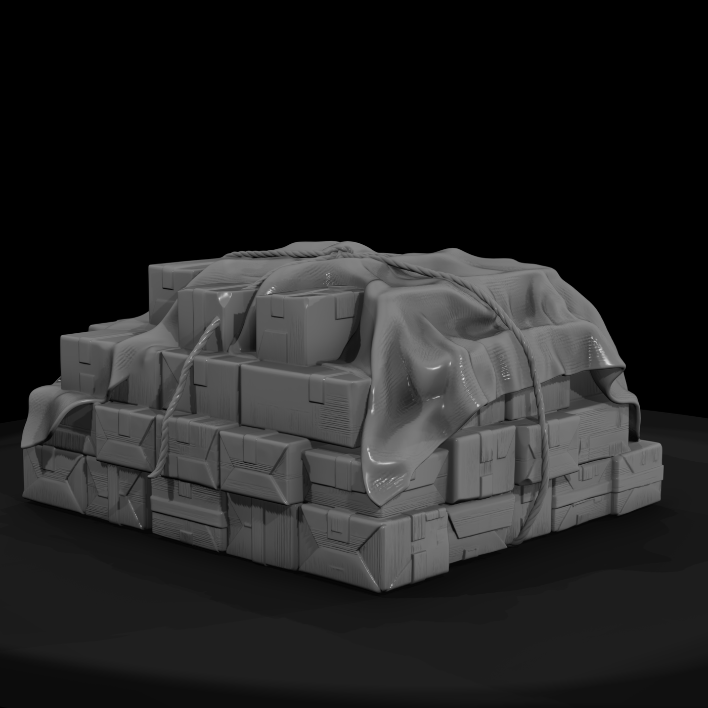 Military Ration Crate Supply Pile