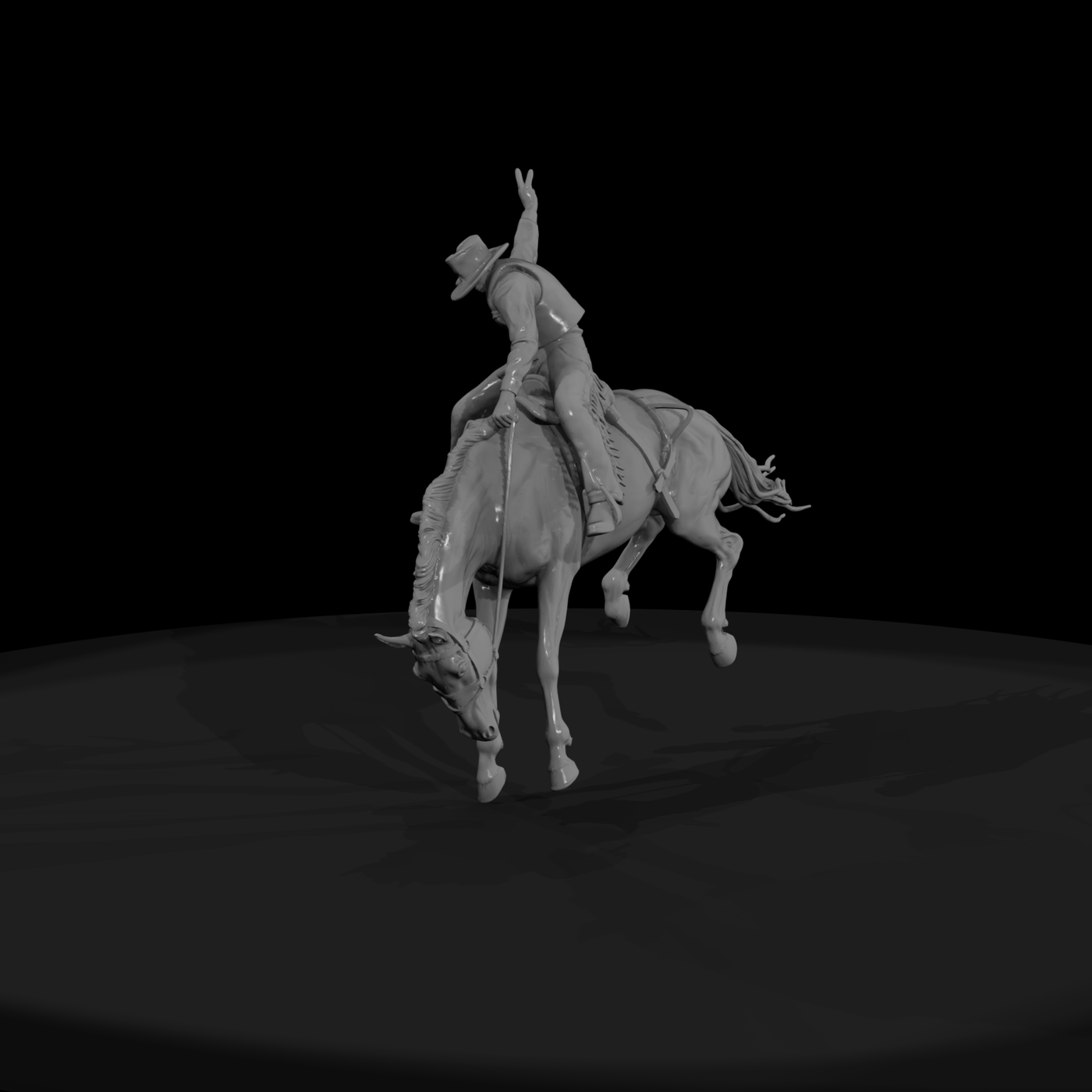 Rodeo Cowboy on Bucking Horse