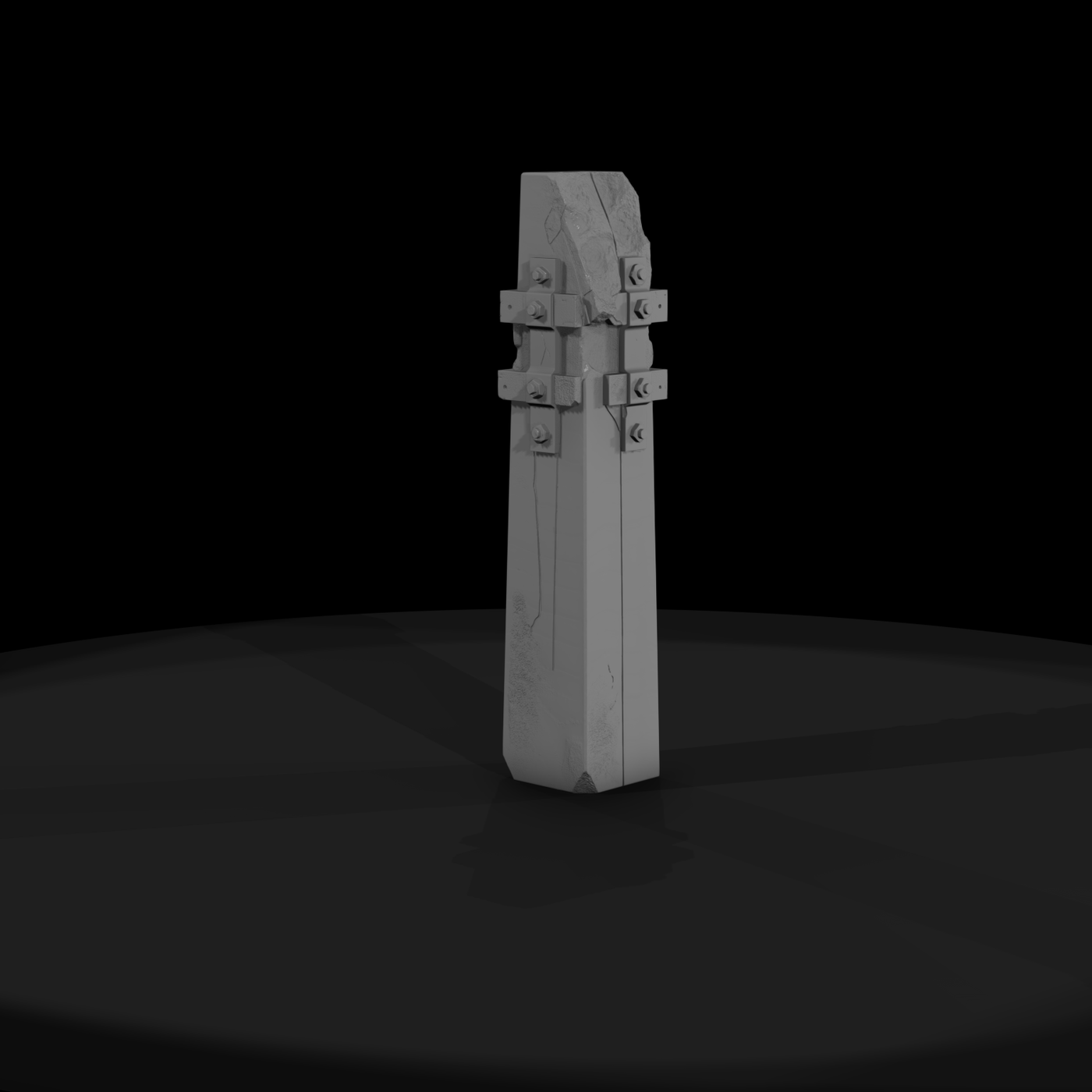 Weathered Industrial Concrete Pillar (Damaged)