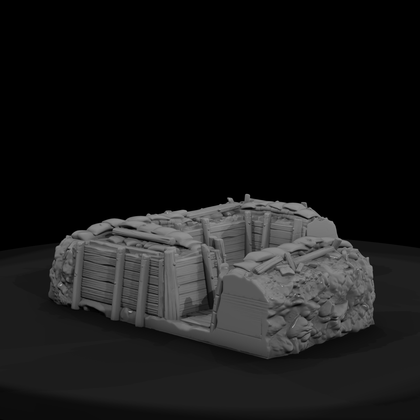 Sandbagged Trench Corner Section