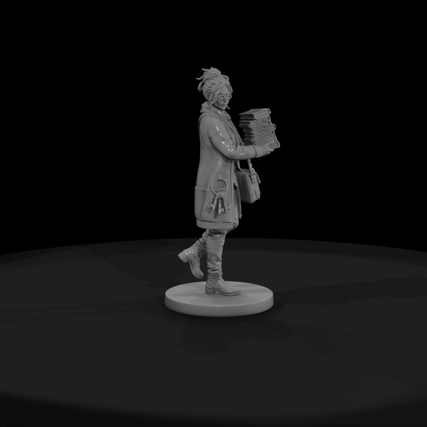 Librarian Carrying a Stack of Books