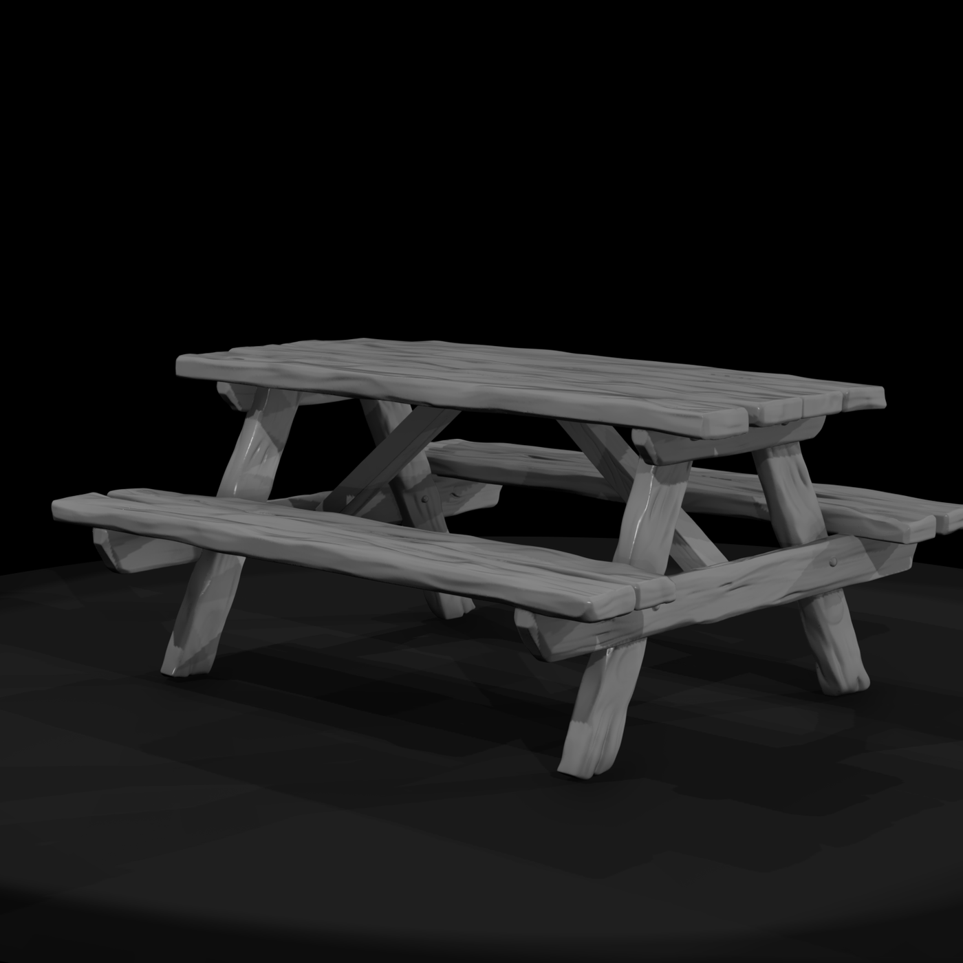 Wooden Picnic Table with Attached Benches and Tablecloth