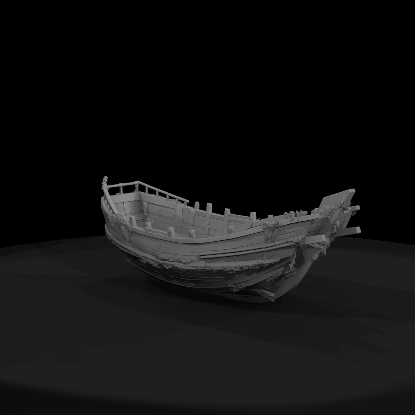 Stylized Sunken Wooden Shipwreck
