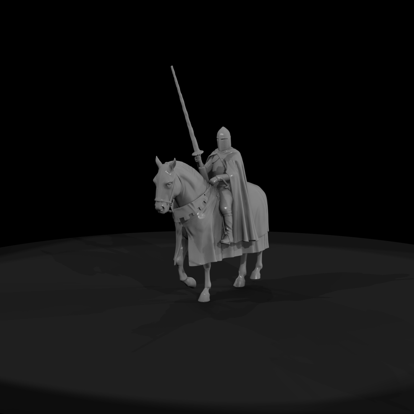 Medieval Mounted Knight on Horse