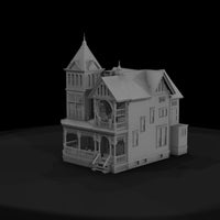 monochrome_shaded_victorian_mansion_3d_model — thumbnail 4