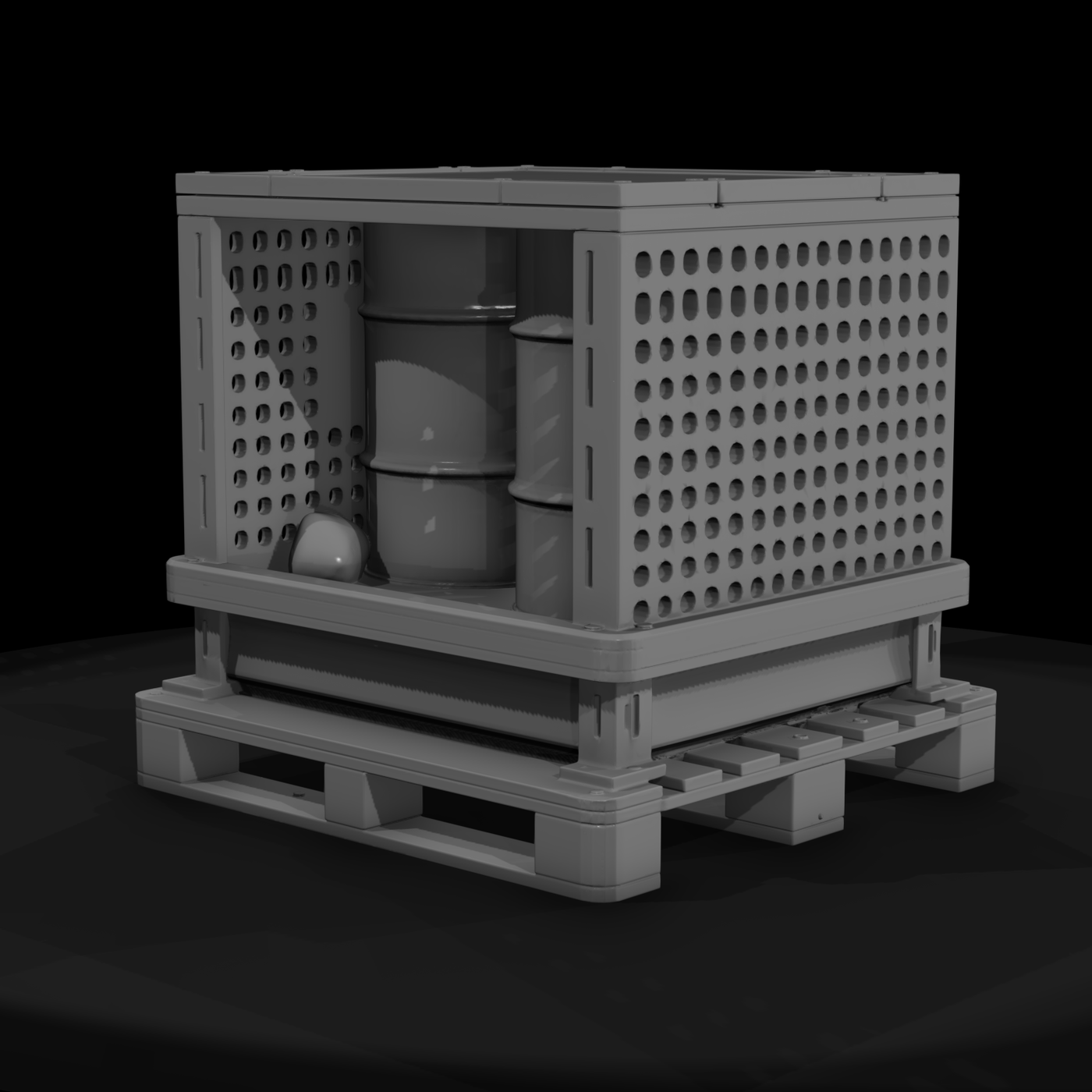 Hazard Drum Storage Crate on Pallet — Industrial