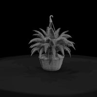 stylized-monochrome-hanging-fern-basket-3d-model-q — thumbnail 2