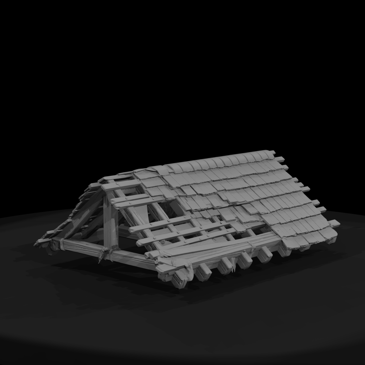 Weathered Wooden Roof Truss