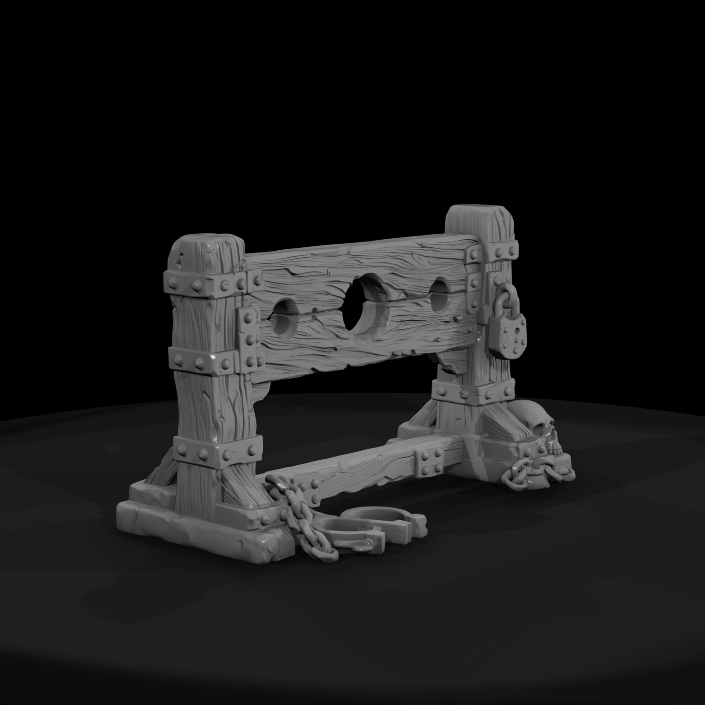 Medieval Wooden Pillory Stocks