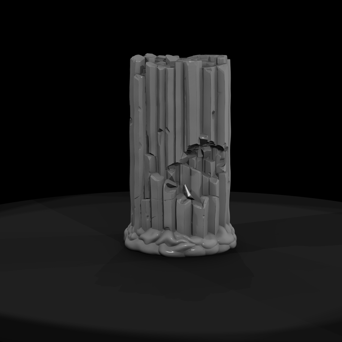 Stylized Damaged Columnar Basalt Pillar