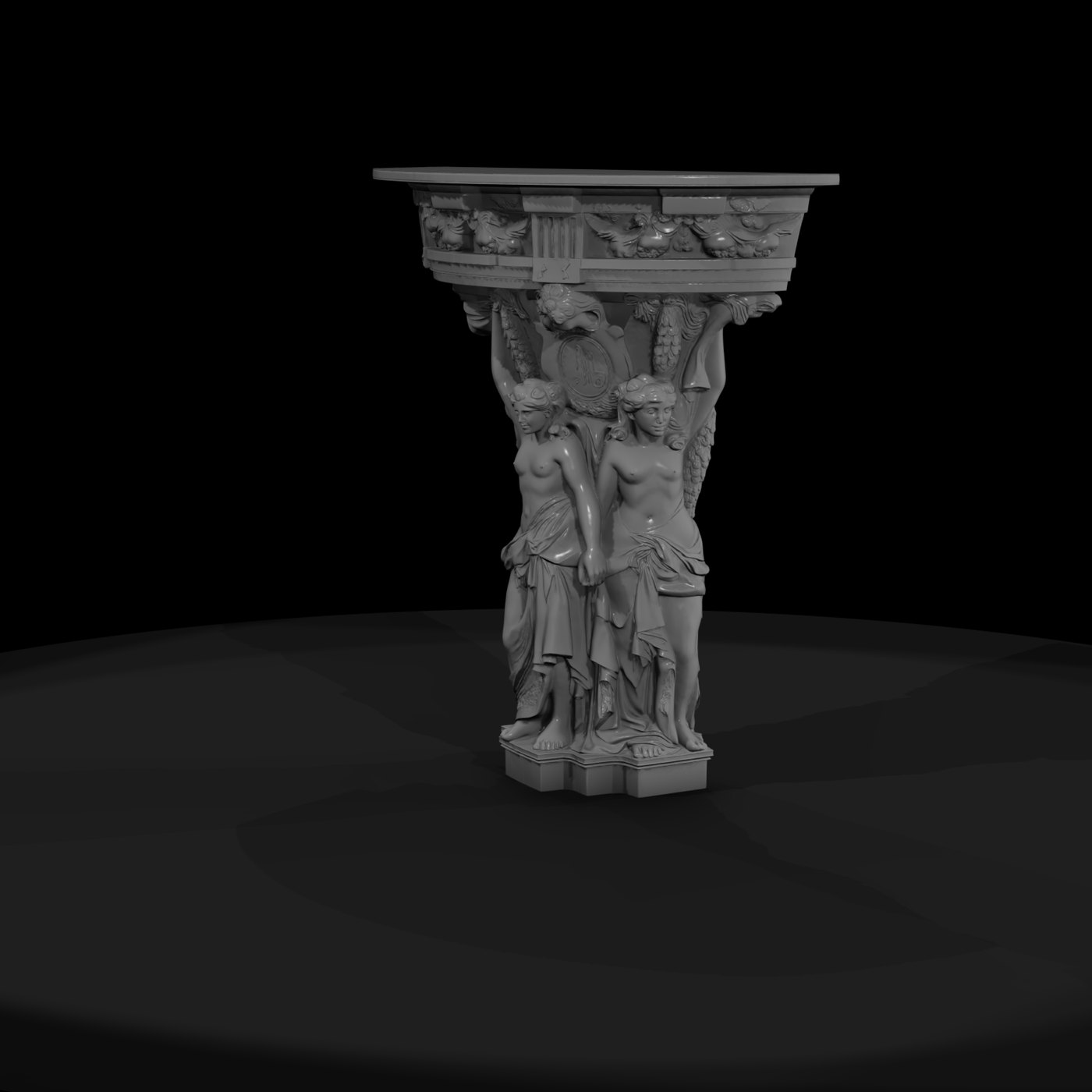 Neoclassical Caryatid Console Table Pedestal