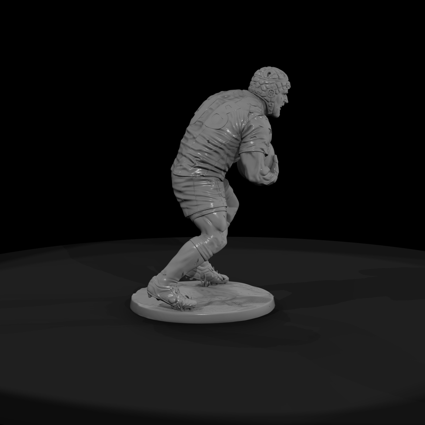 Rugby Forward Charging with the Ball