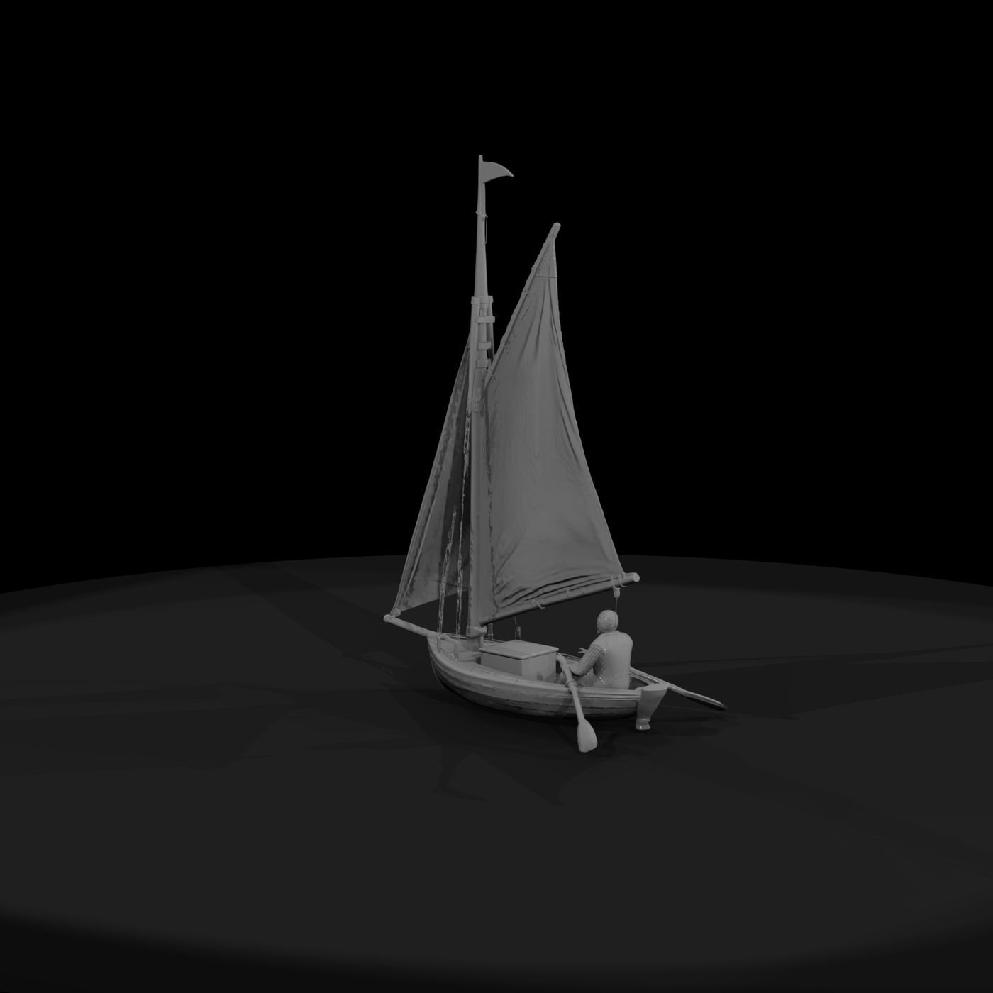 Sailboat with Seated Fisherman