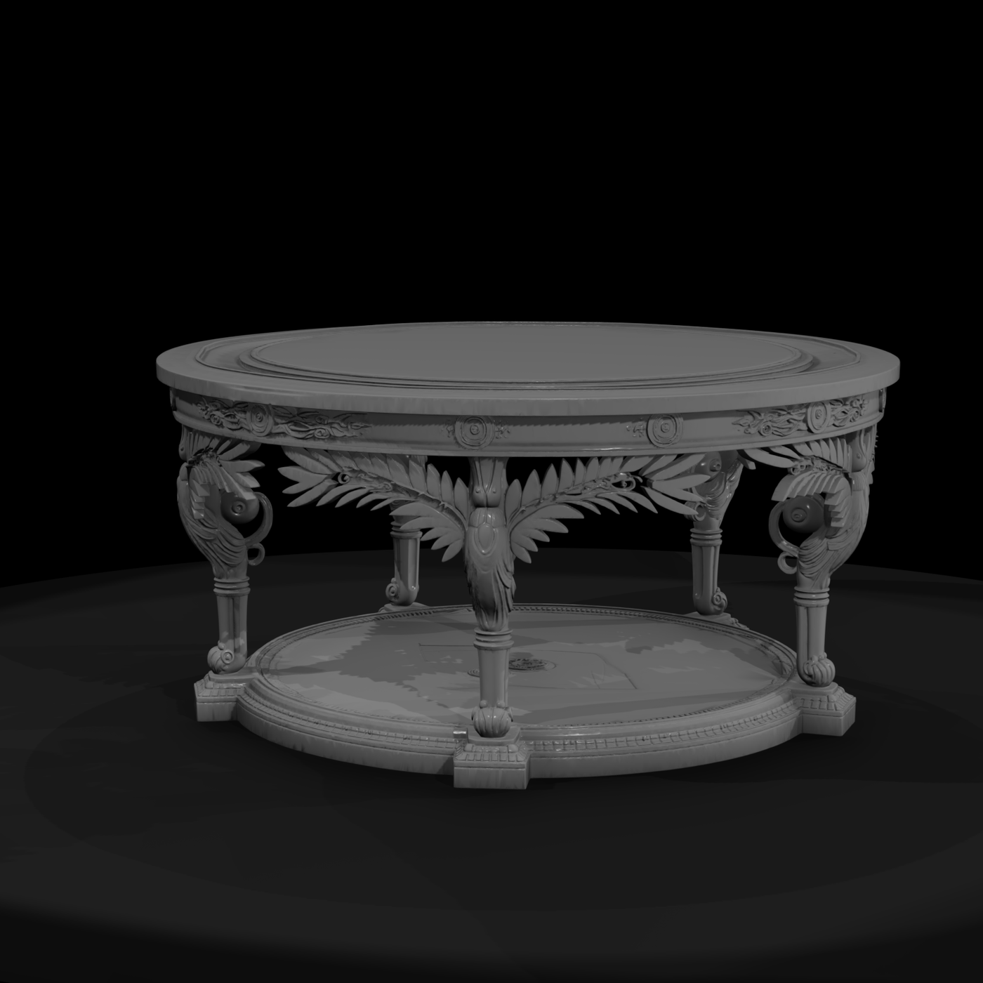 Neoclassical Carved Round Dining Table
