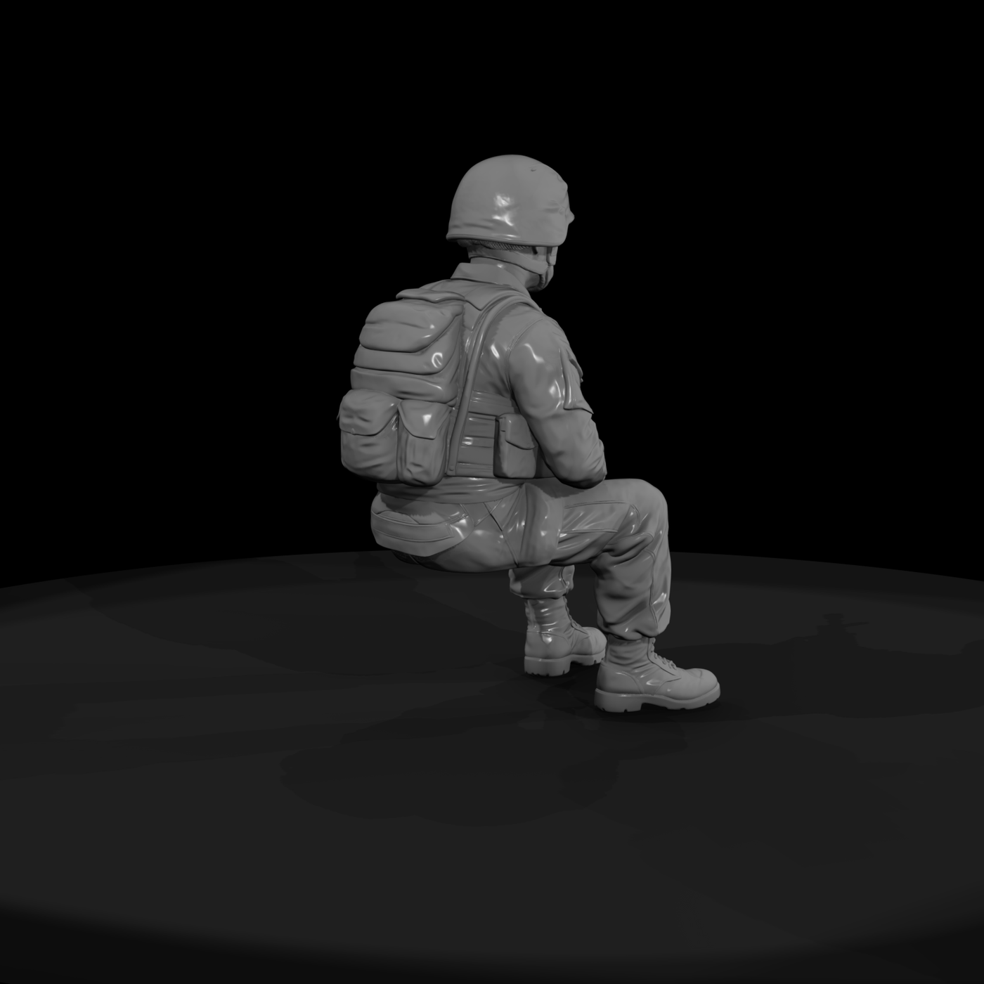 Seated Modern Marine with Radio