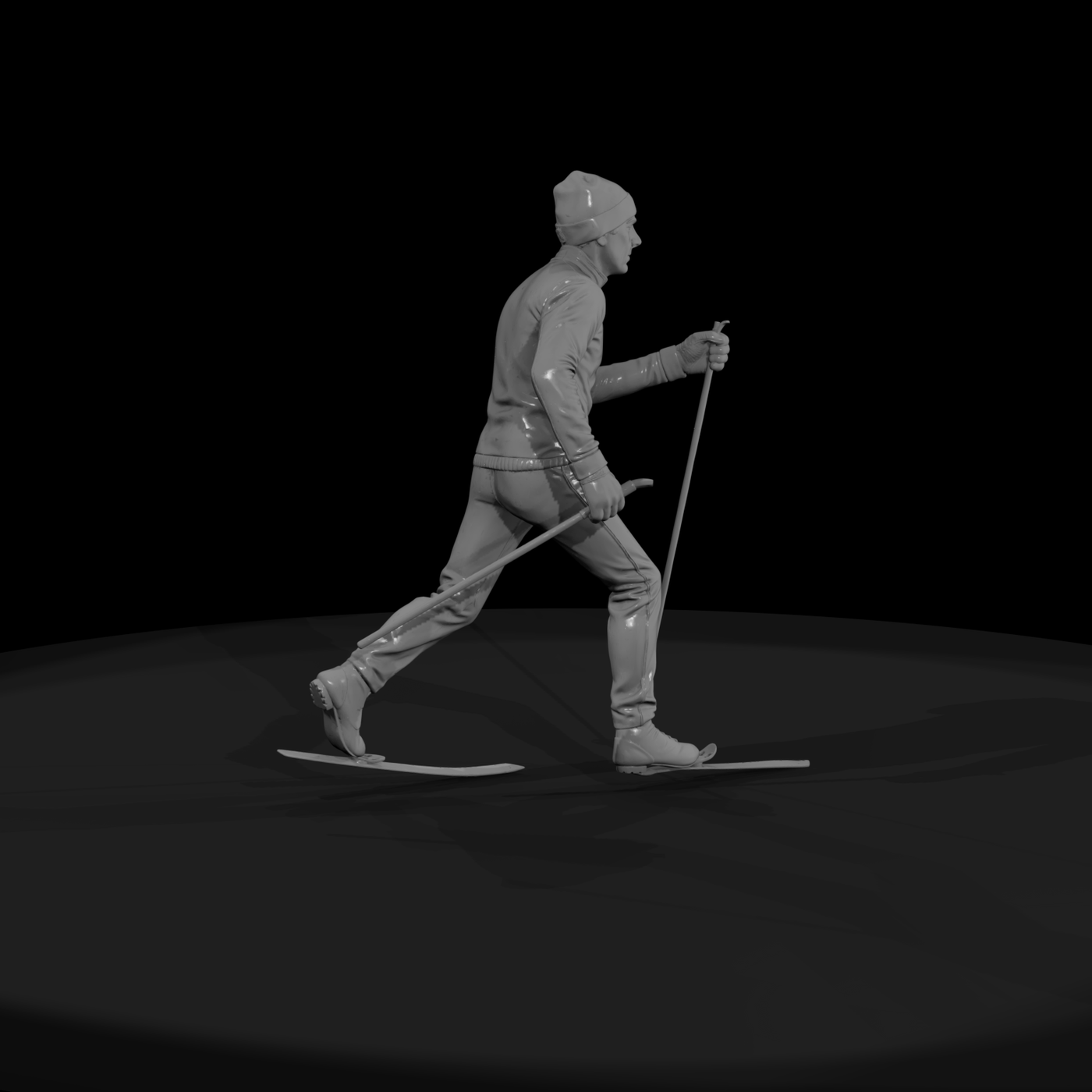 Cross-Country Skier with Poles