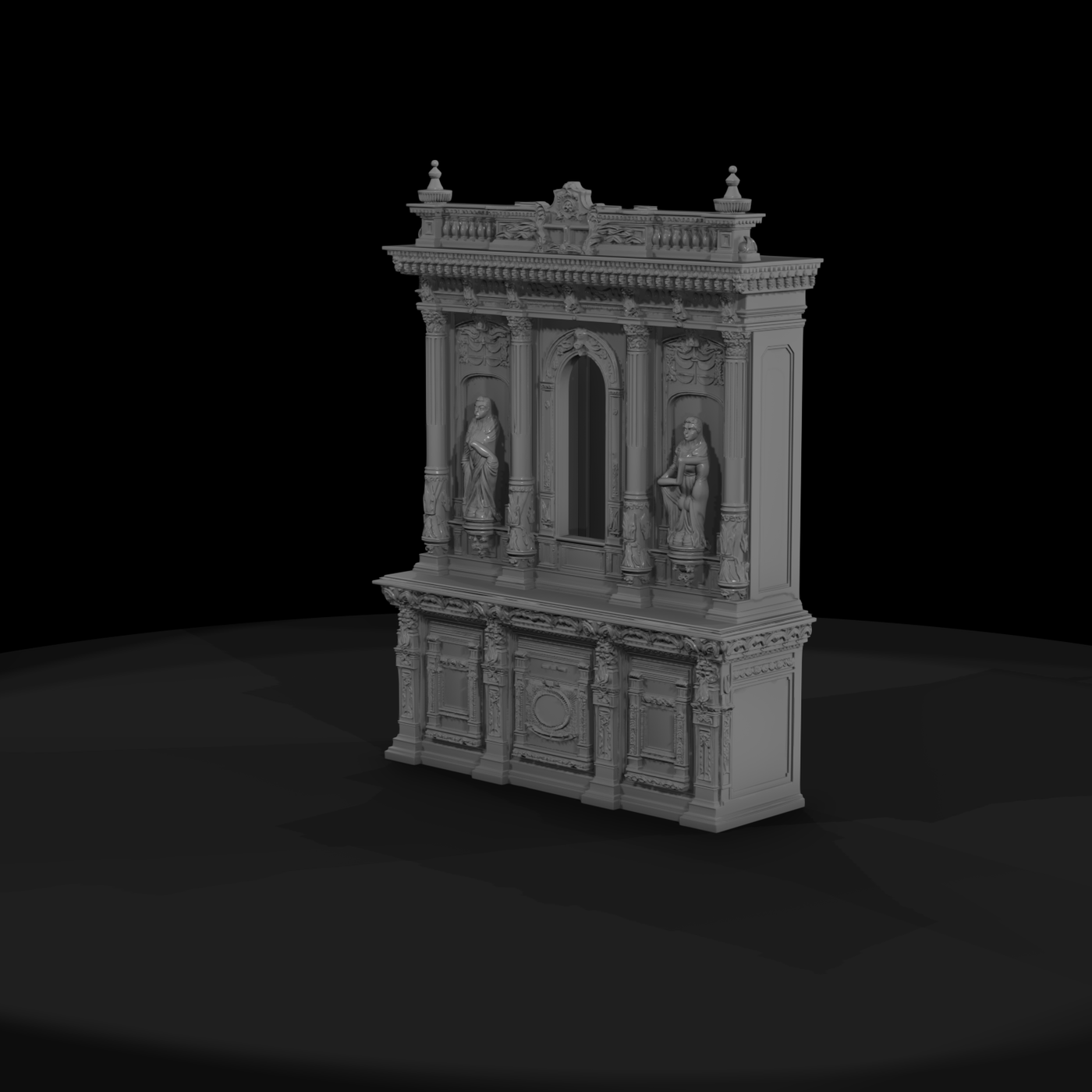 Neoclassical Carved Display Cabinet