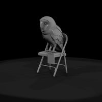 low-poly-barn-owl-on-folding-chair-3d-printable-miniature-966820 — thumbnail 3