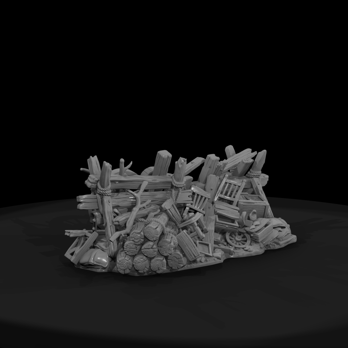 Improvised Wooden Street Barricade