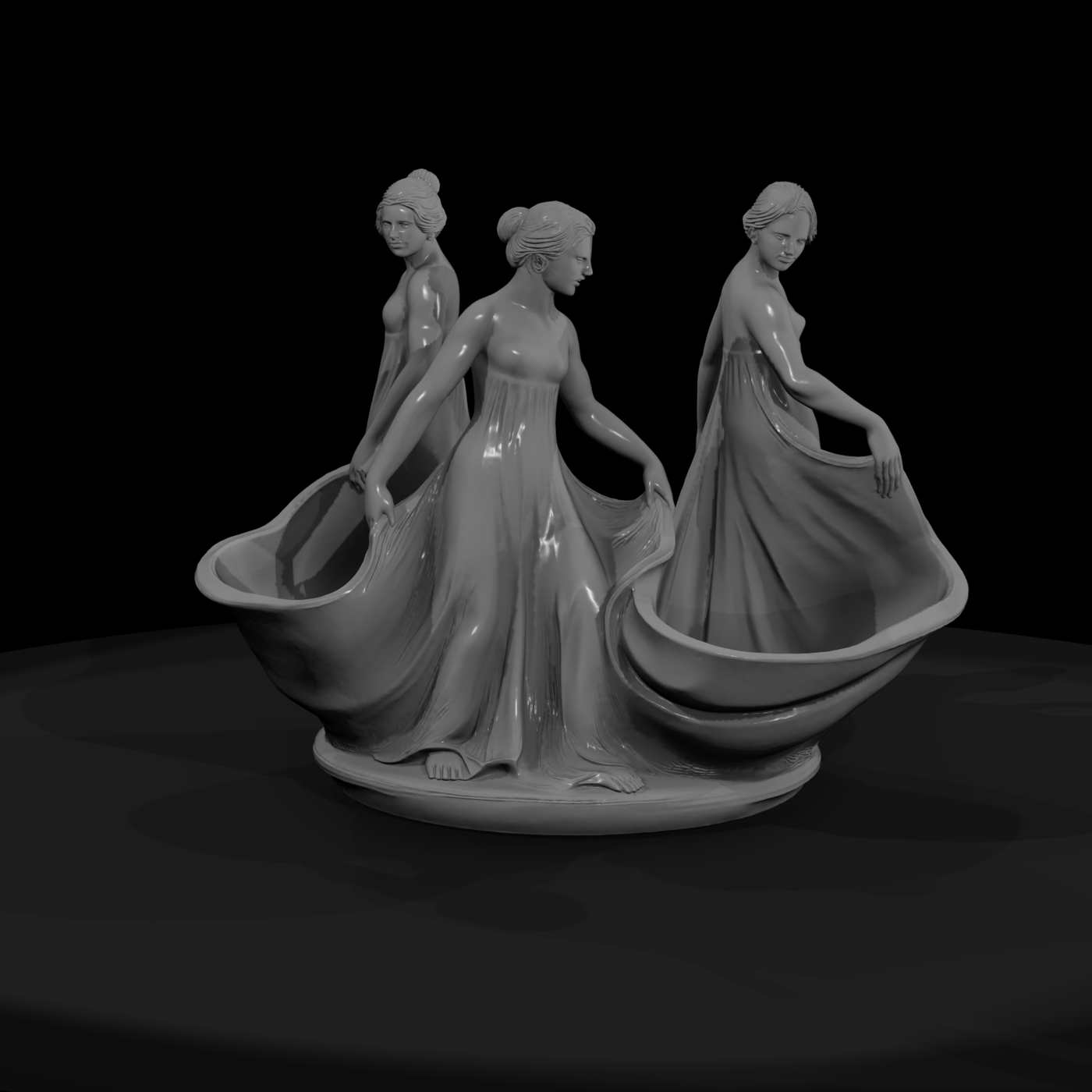 Three Draped Women Centerpiece — Statue