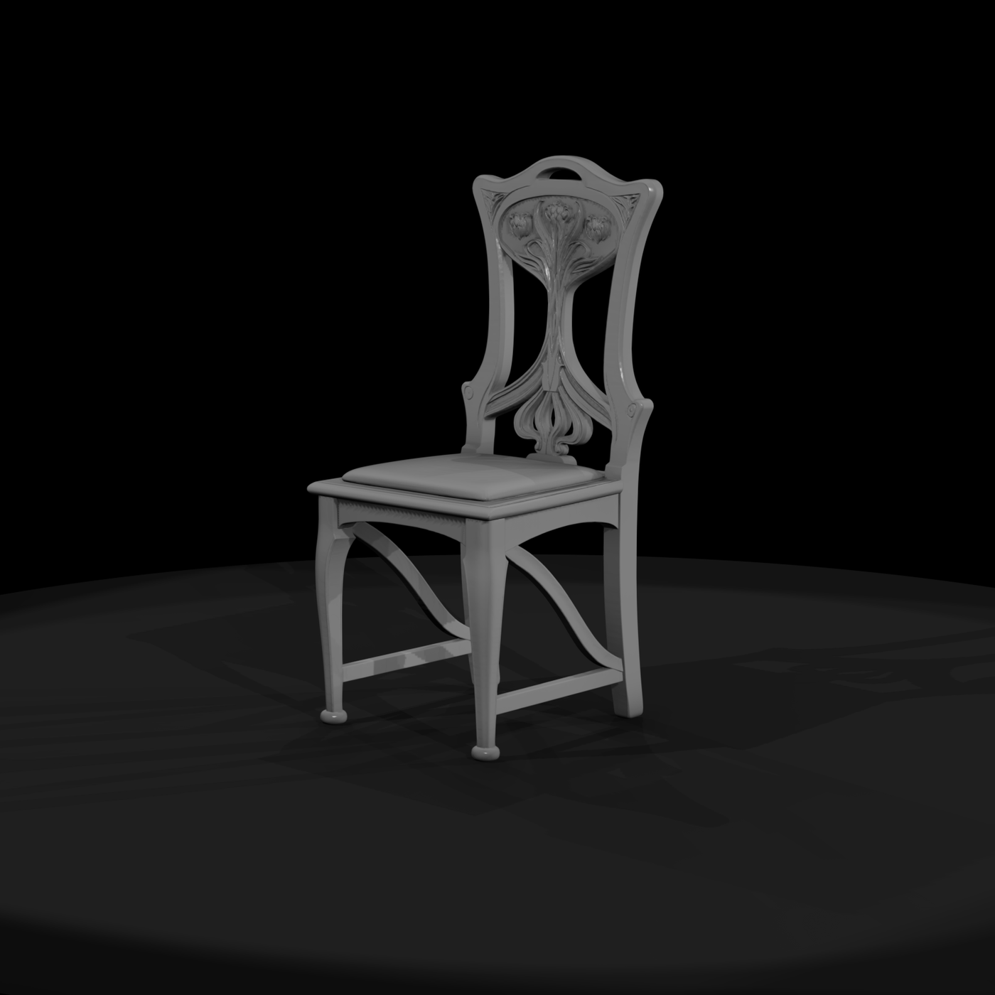 Art Nouveau Carved Dining Chair