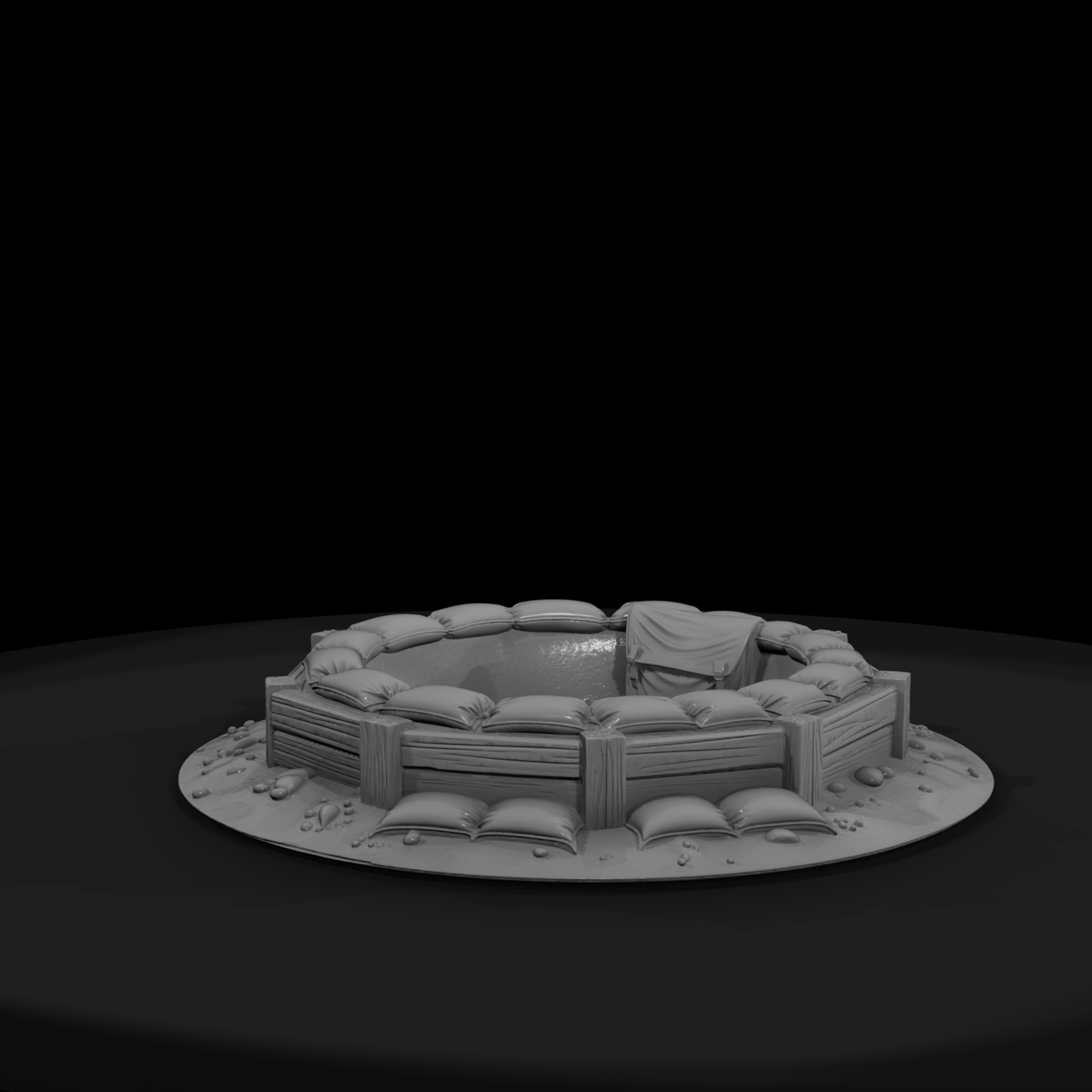 Sandbag Fortified Fire Pit Bunker