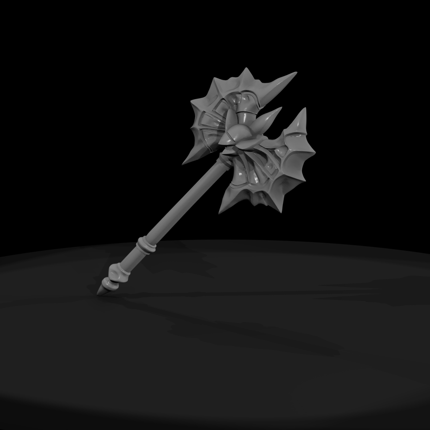 Stylized Spiked Double-Head Battle Axe
