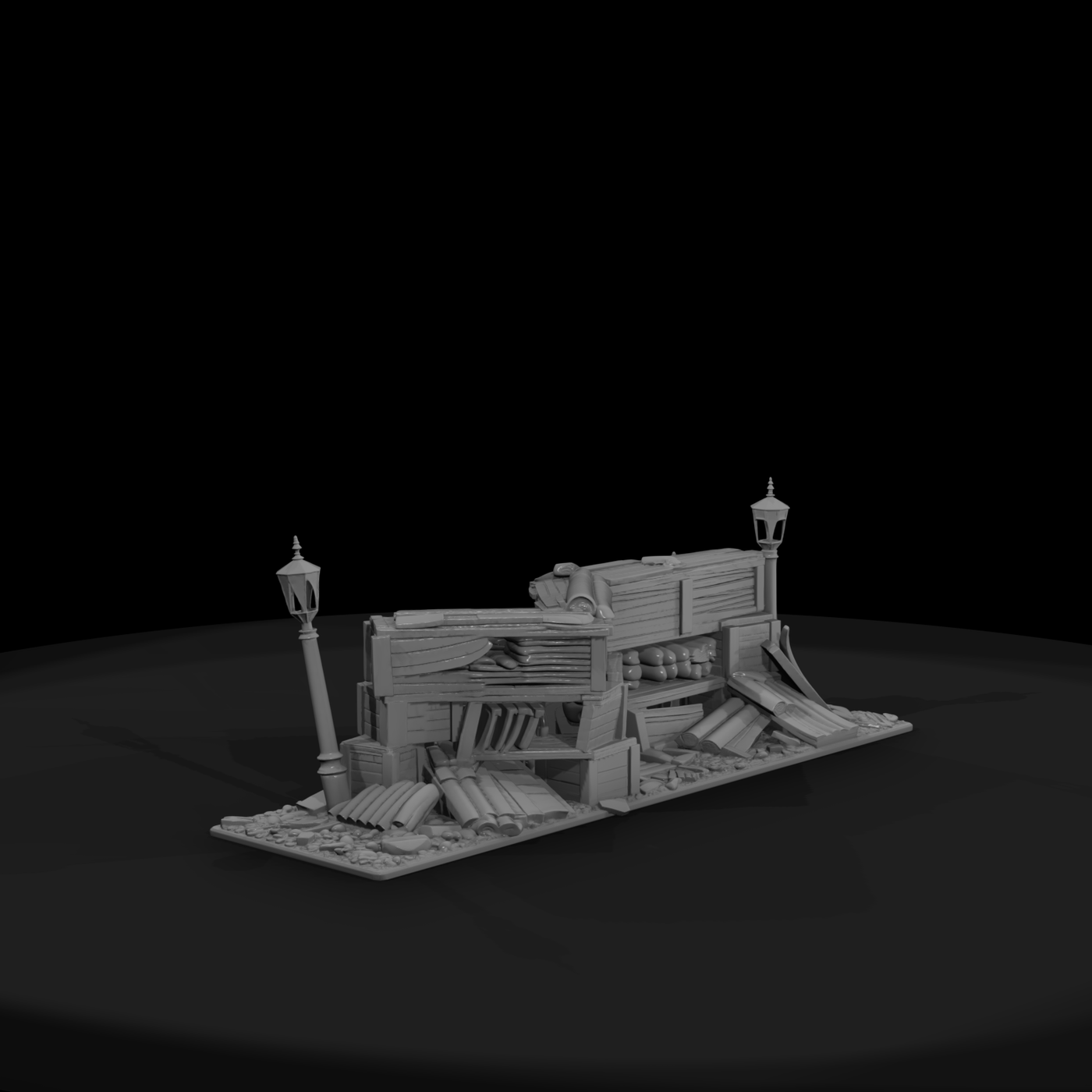 Victorian Ruined Street Terrain Section