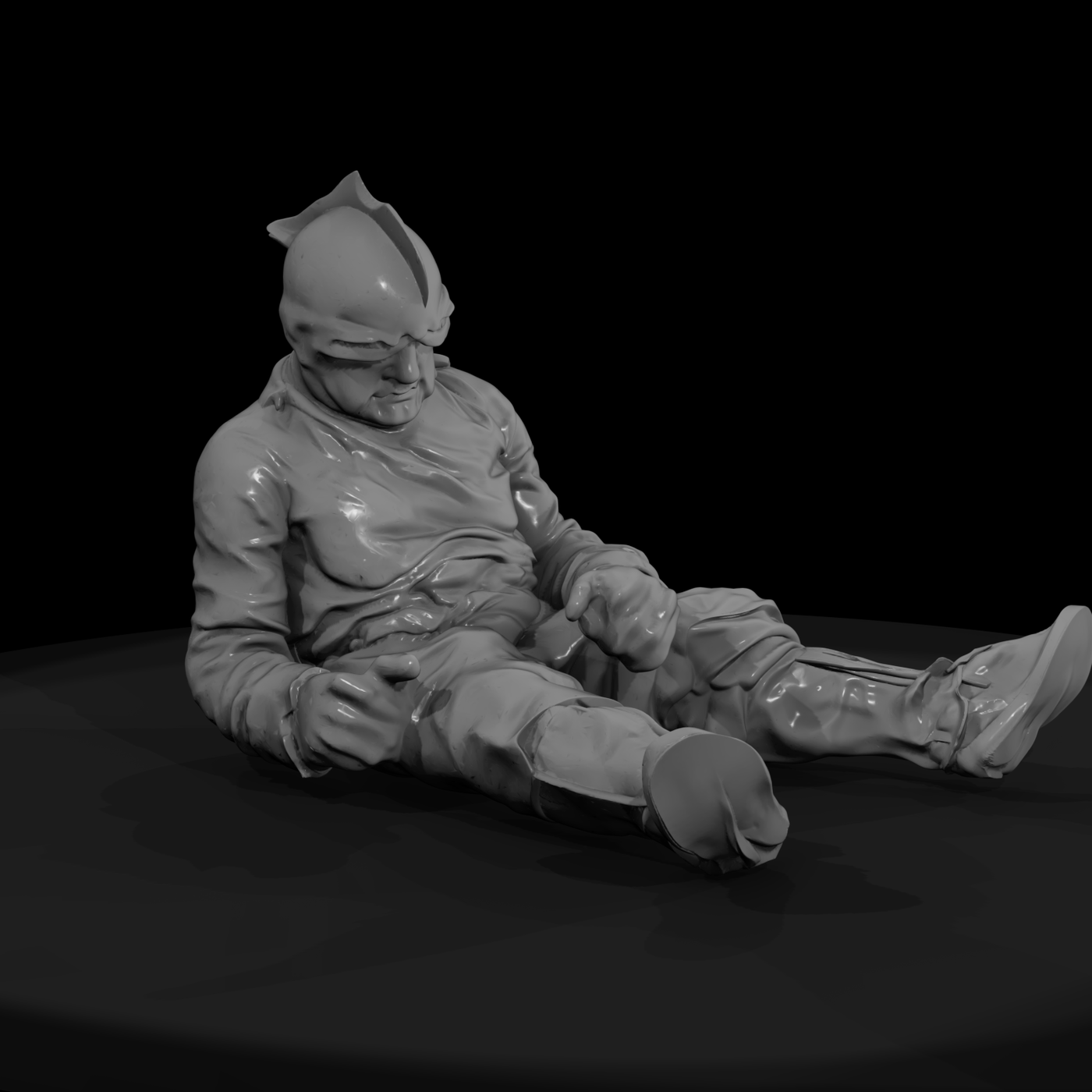 Seated Medieval Knight on Grassy Base