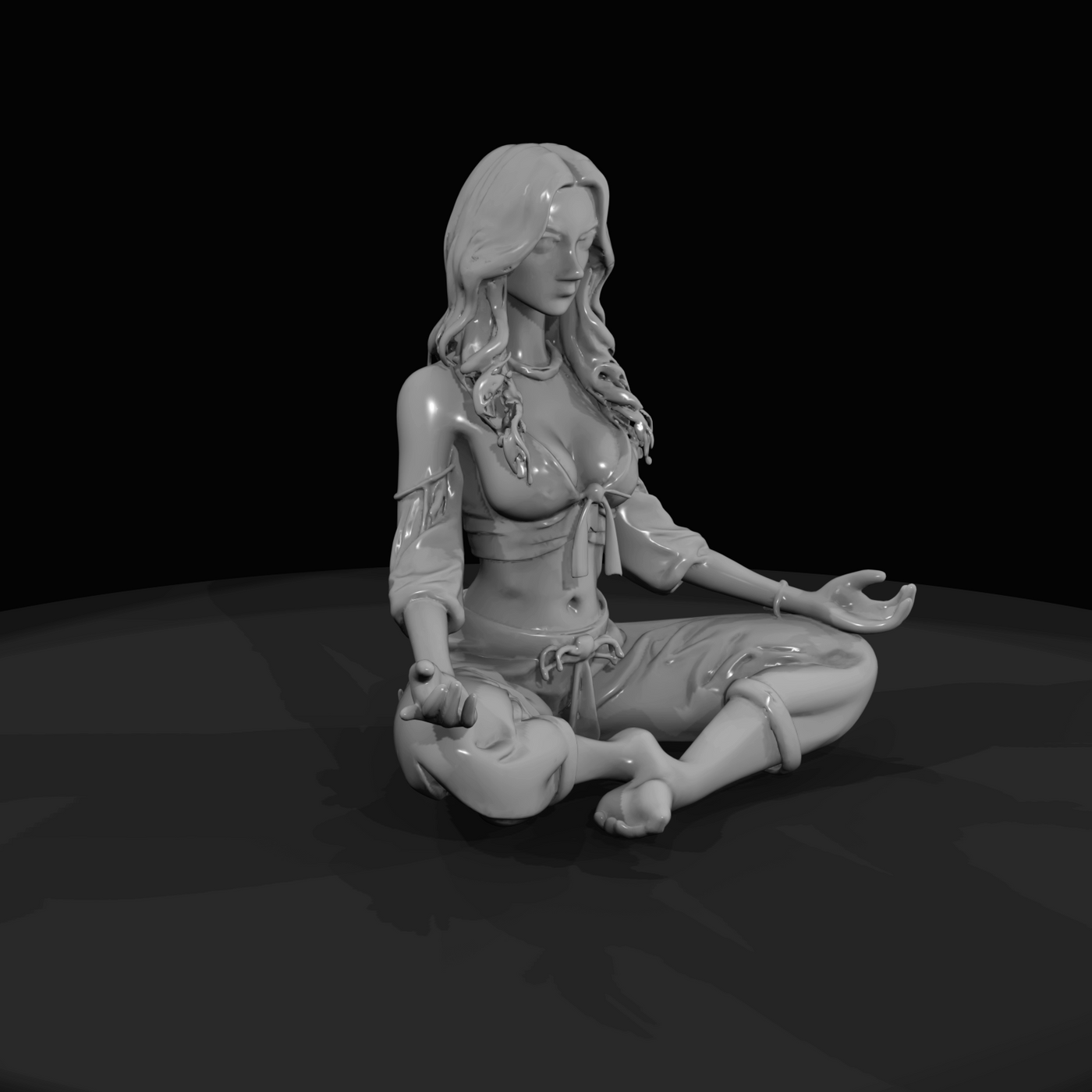 Meditating Woman in Lotus Pose