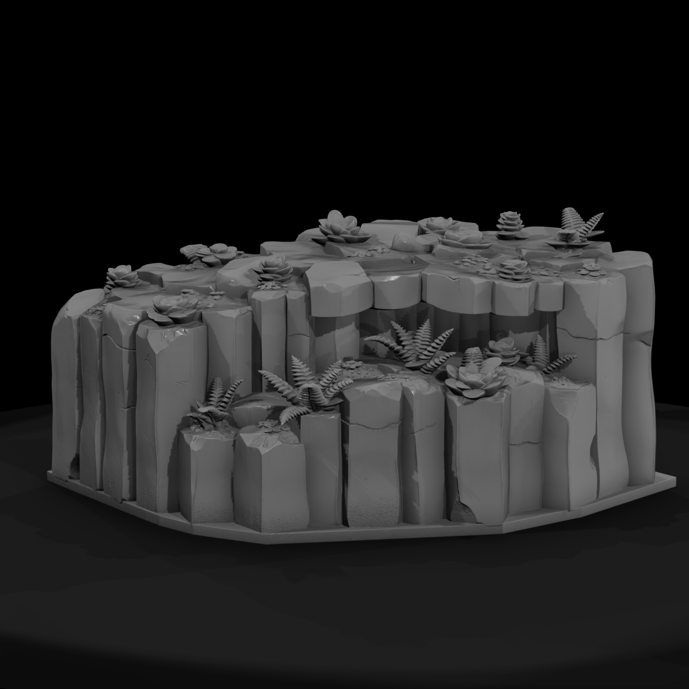 Stylized Columnar Basalt Cliff Terrain