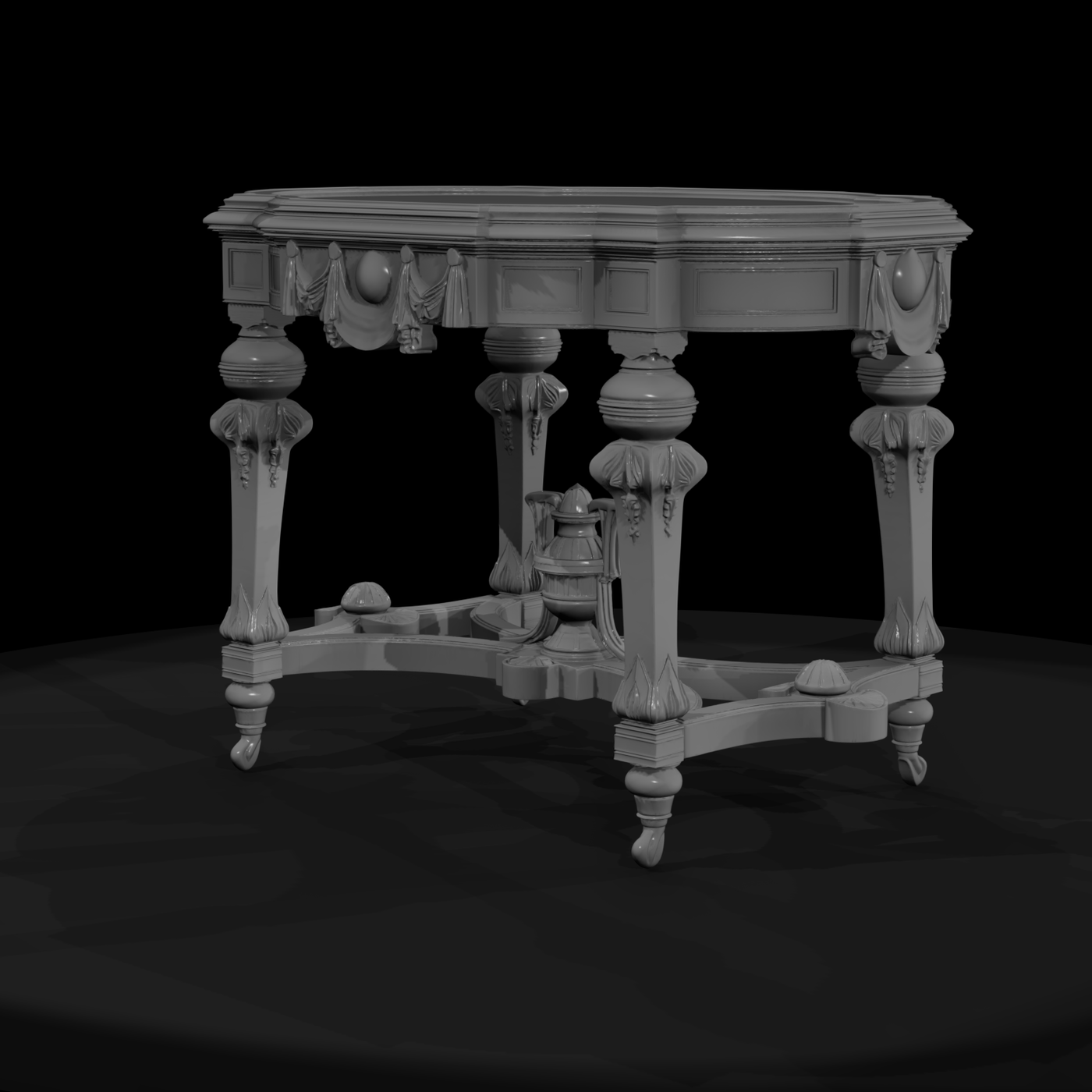 Ornate Neoclassical Carved Accent Side Table 6Avek