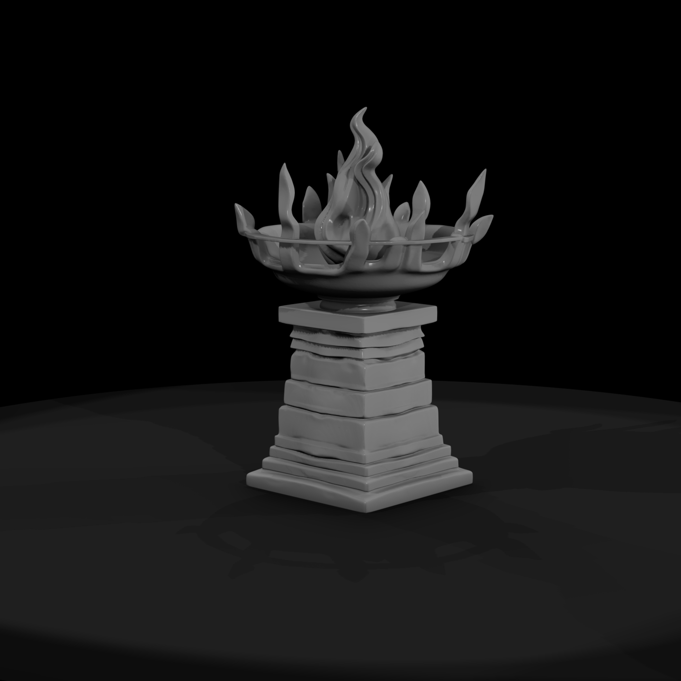 Ceremonial Brazier on Stone Pedestal