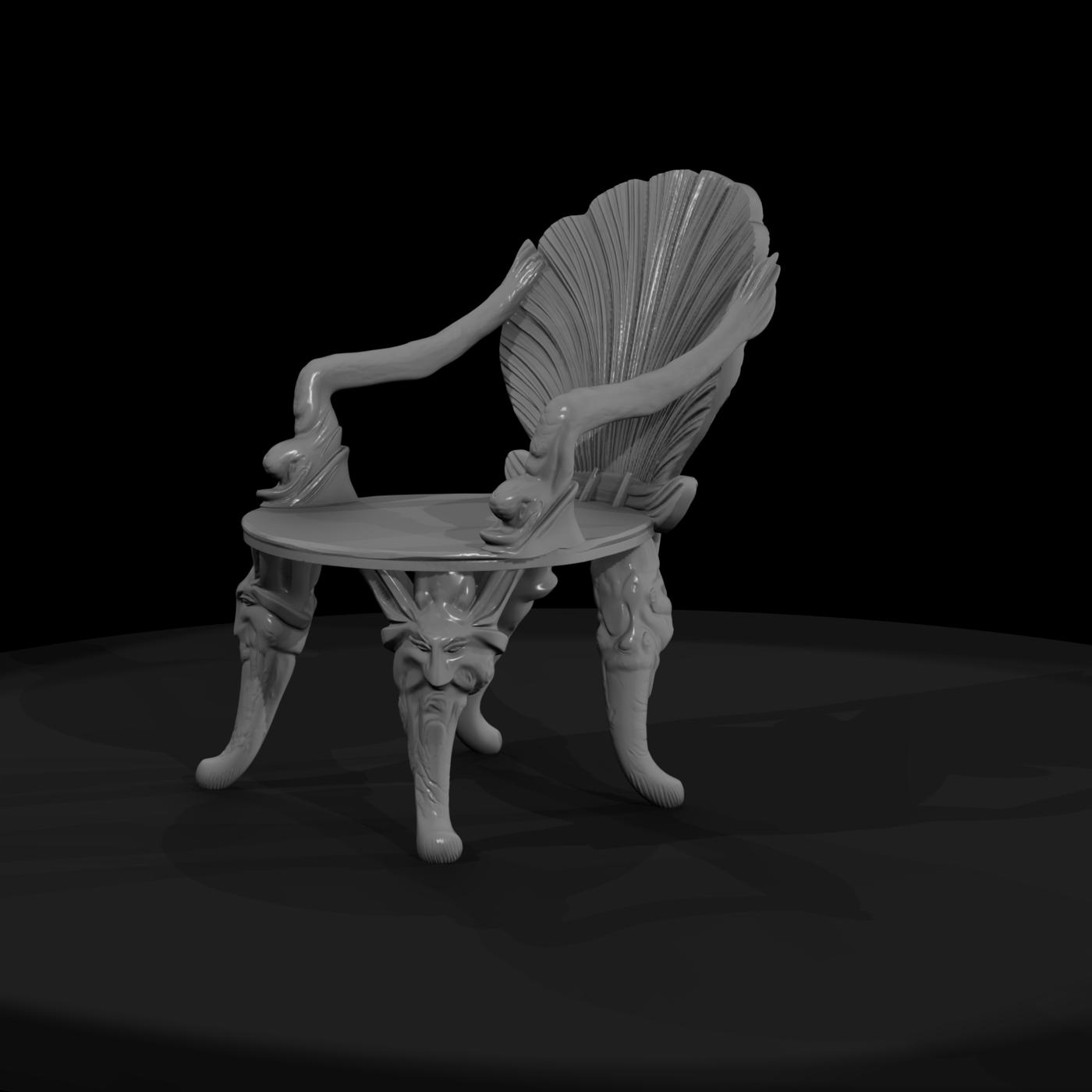 Surreal Sculpted Shell Armchair — Armchair