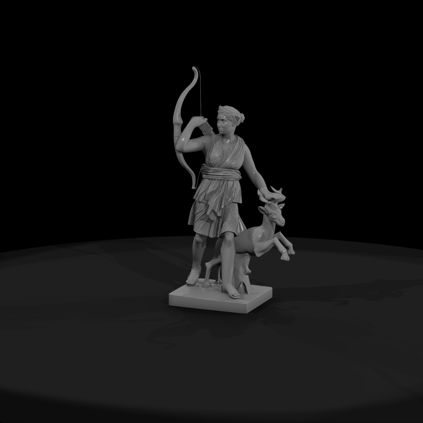 Neoclassical Artemis & Deer Statue