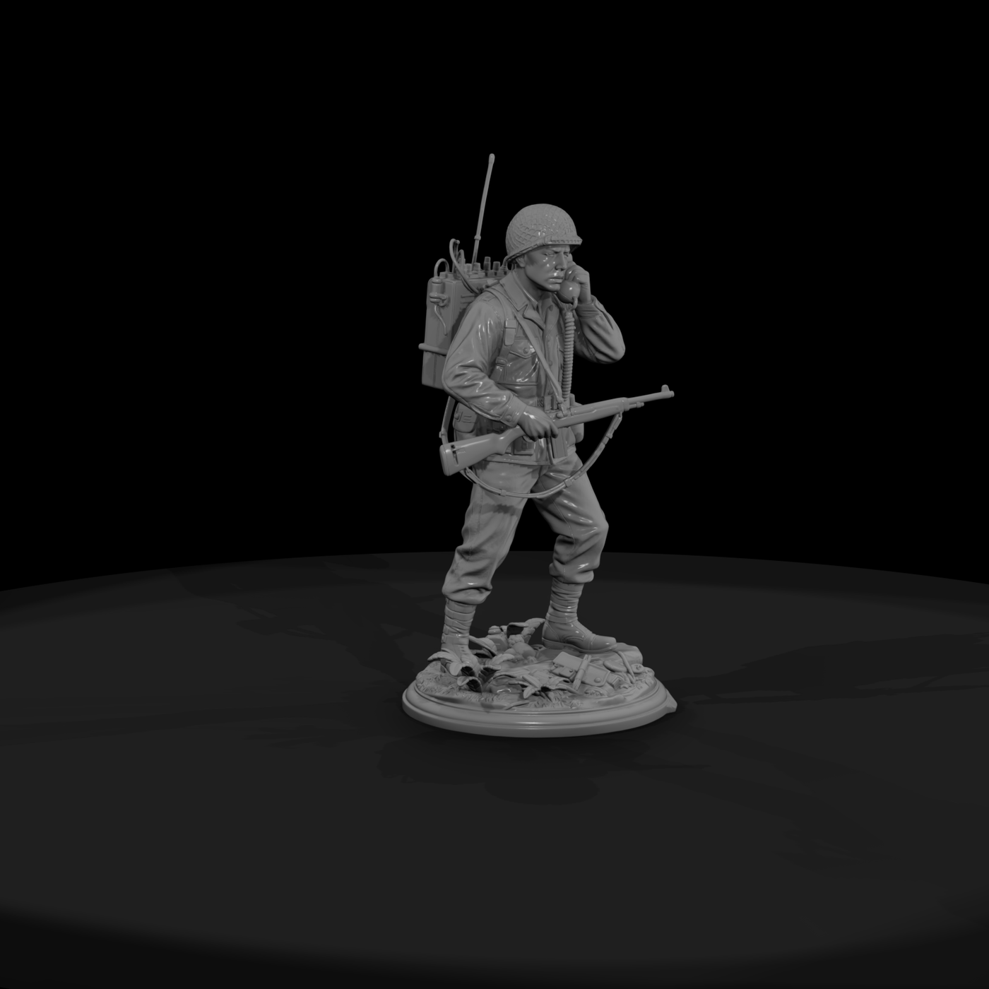 WWII Marine Radioman with Field Phone