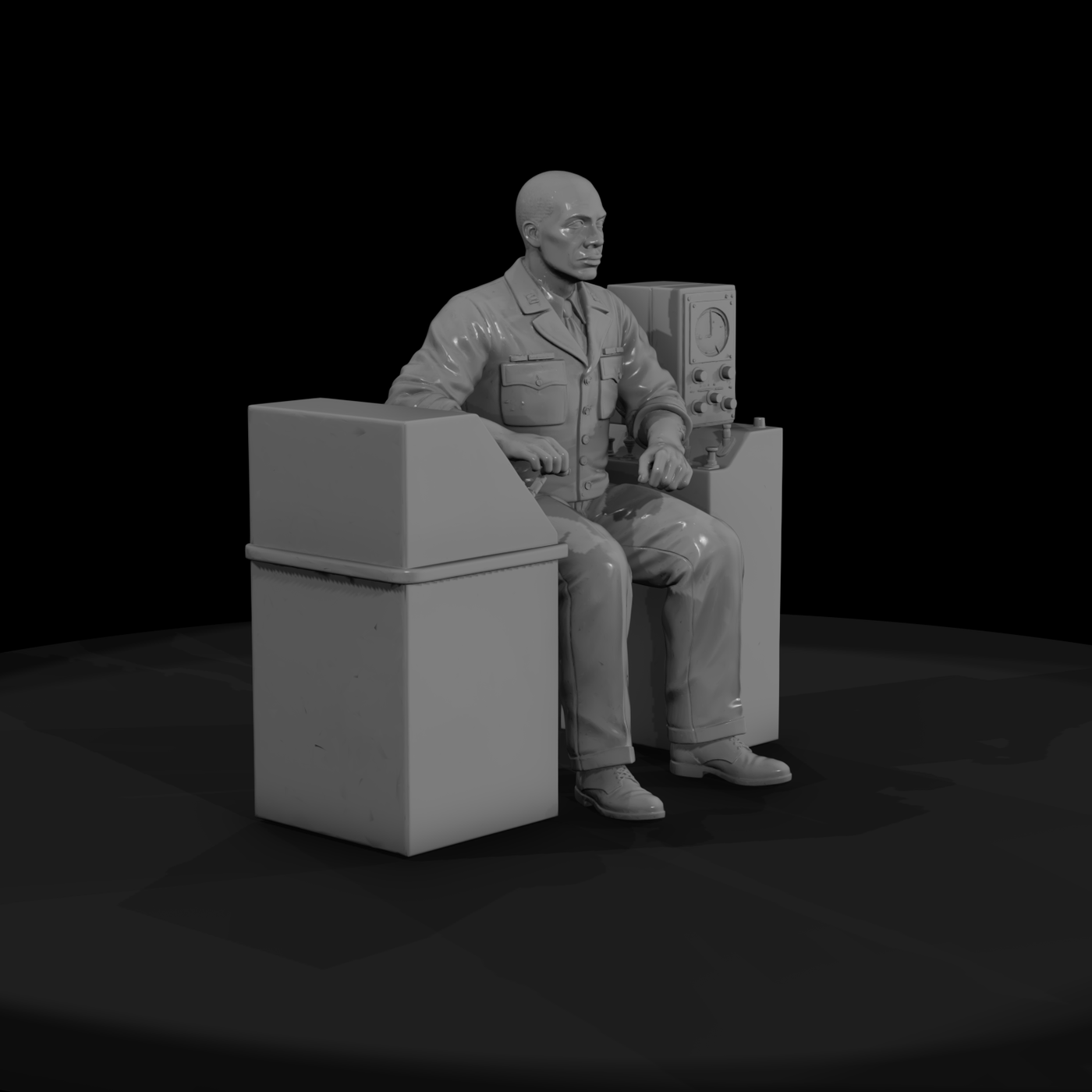 WWII US Officer at Field Radio