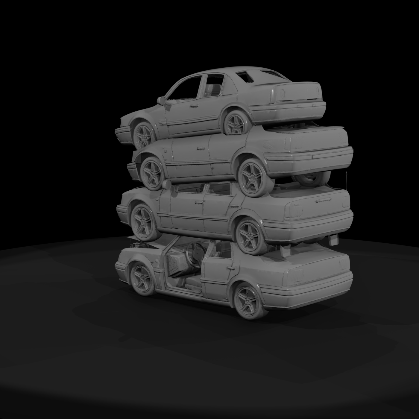 Stacked Damaged Sedans