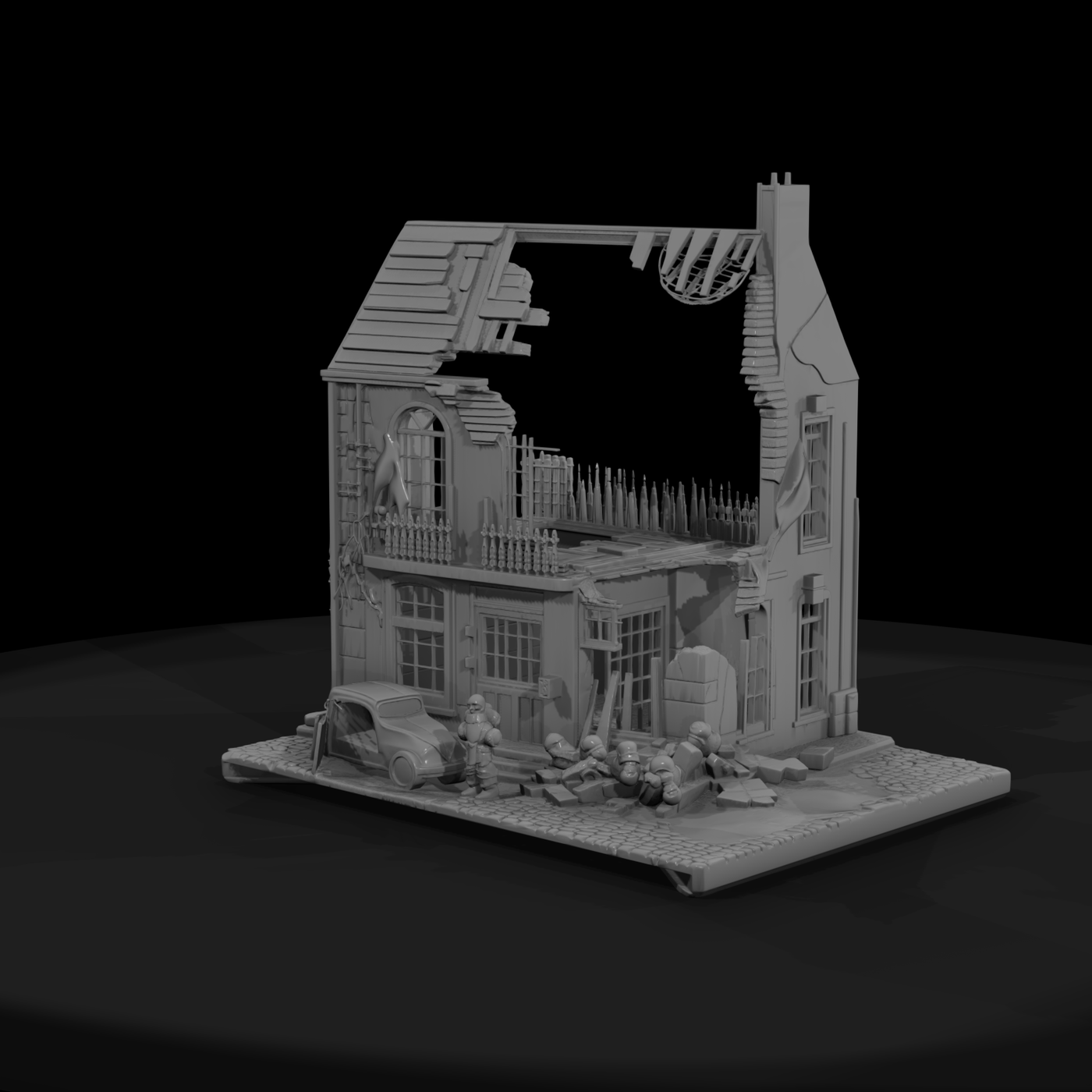 WWII Ruined Townhouse (Untextured)