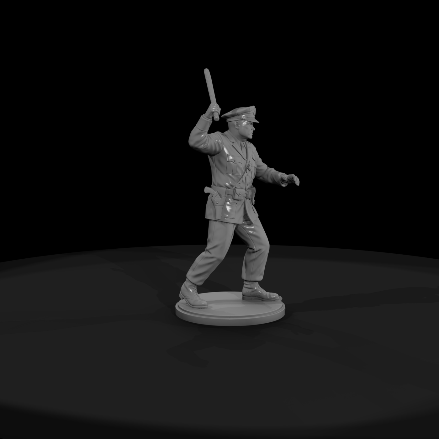 1950s Patrolman Swinging a Nightstick