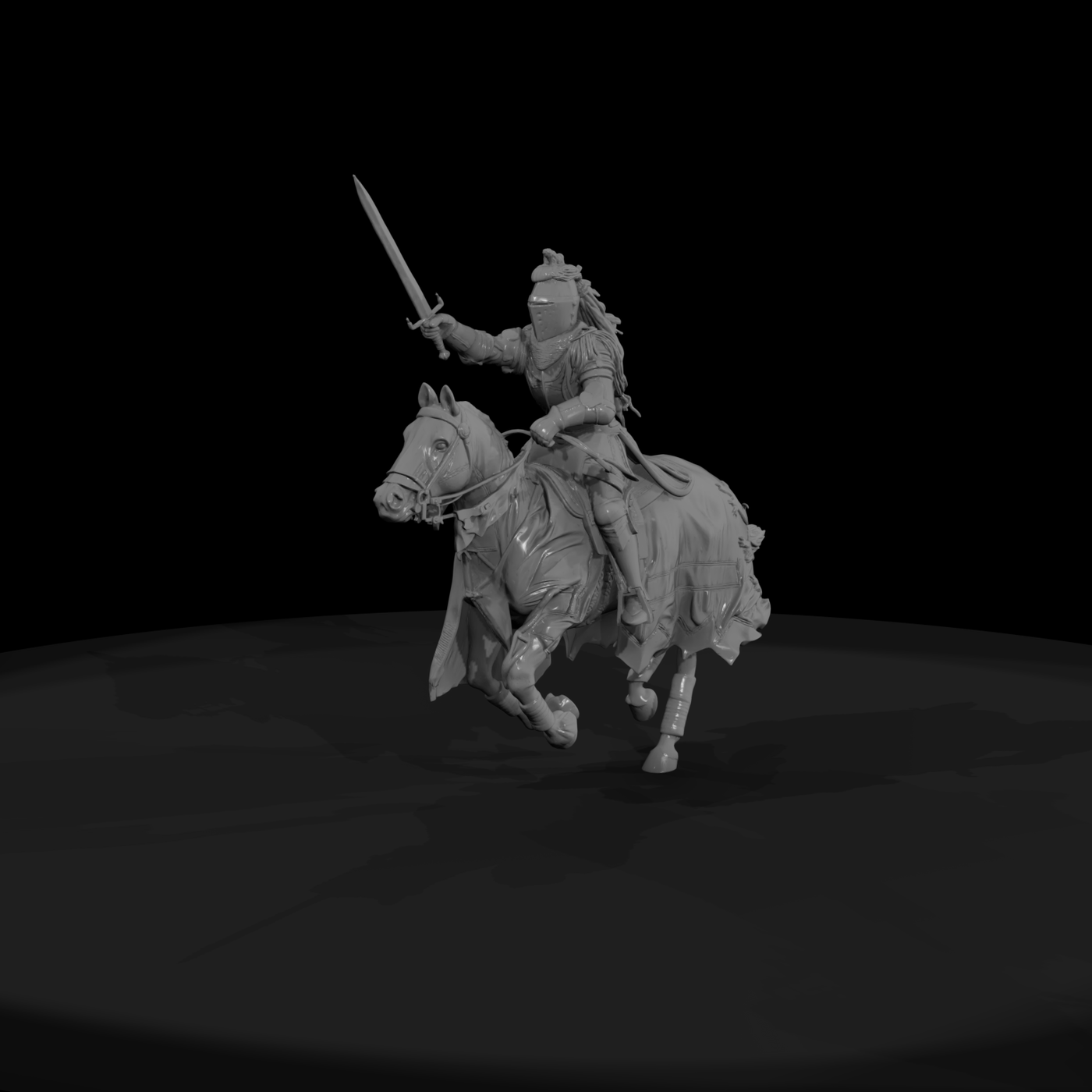 Medieval knight on horseback