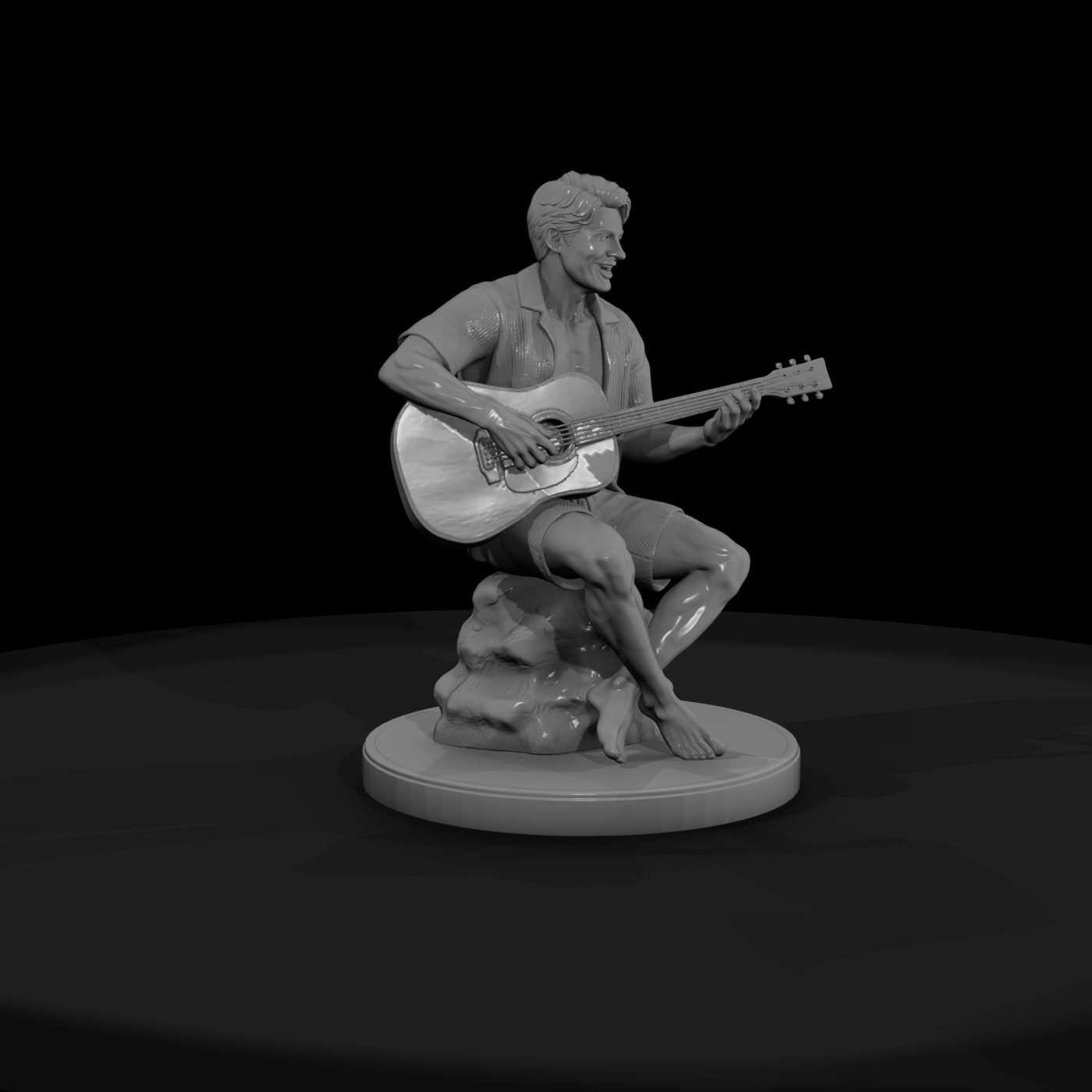 Bch 014 Man Beach Guitarist