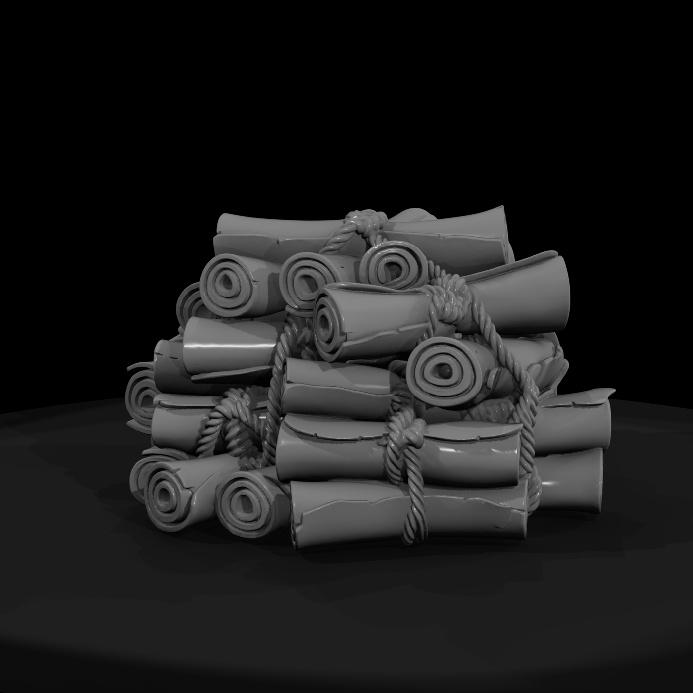 Bundle of Tied Manuscript Scrolls
