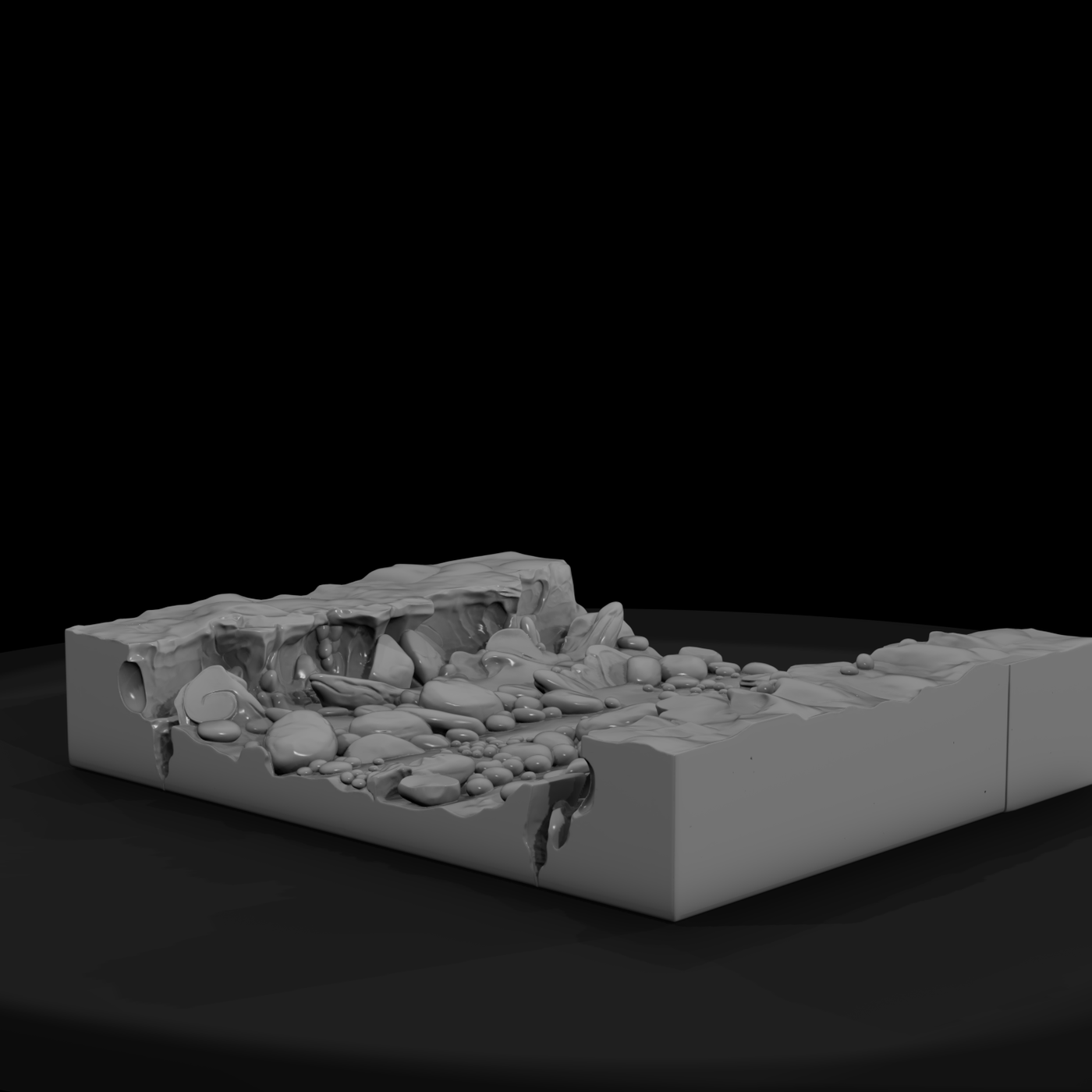 Sculpted Rocky Riverbed Terrain 3D Model Wuenvv08