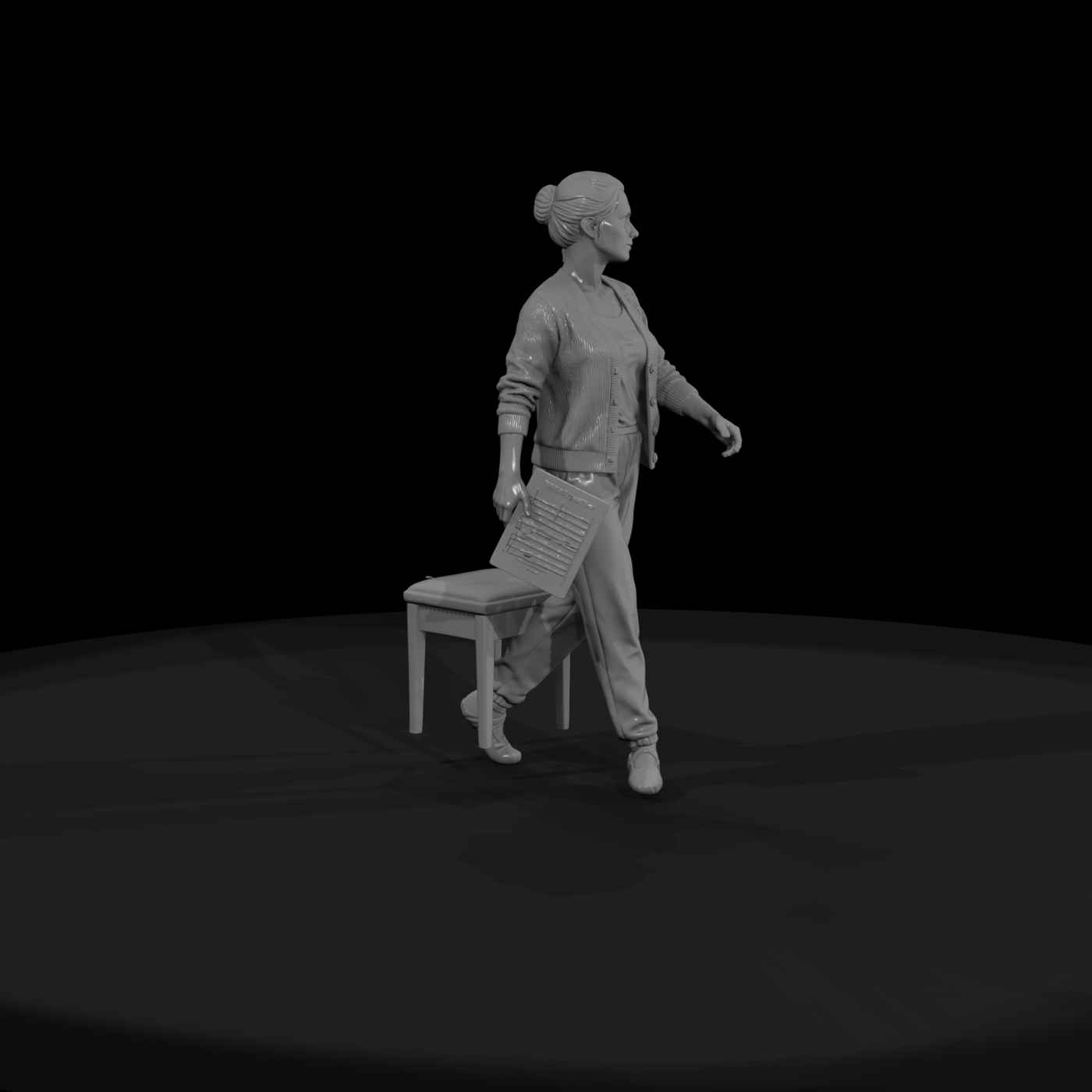 Woman Carrying a Folding Chair