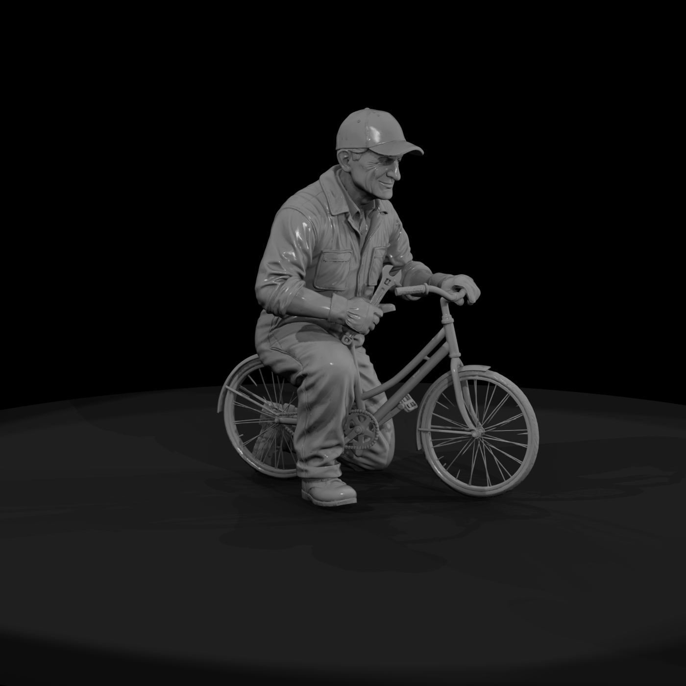 Elderly Man Riding a Bicycle